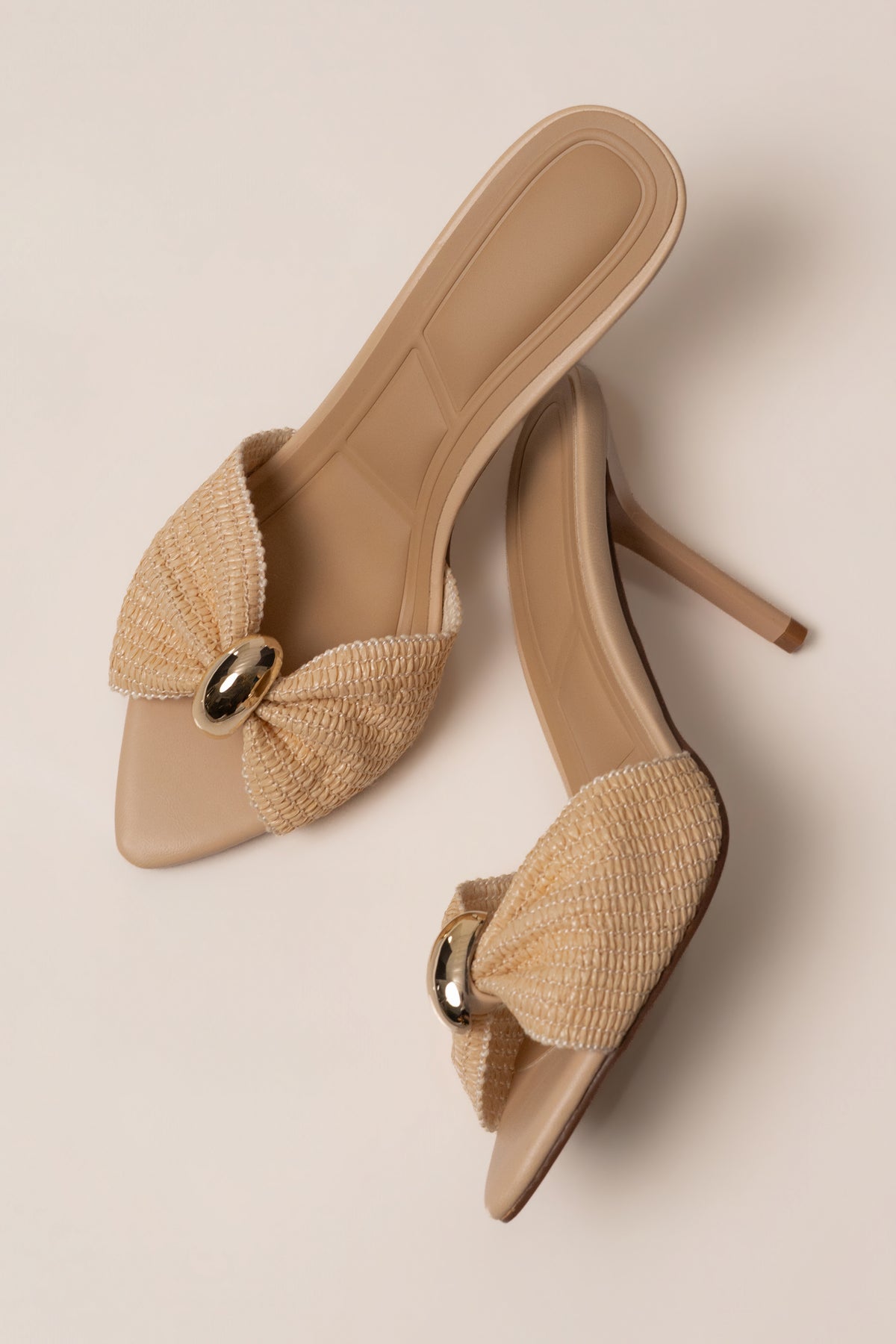 JLUXLABEL Natural Boardwalk Heel accessory with woven design, featuring a stylish, natural finish for trendy footwear fashion.