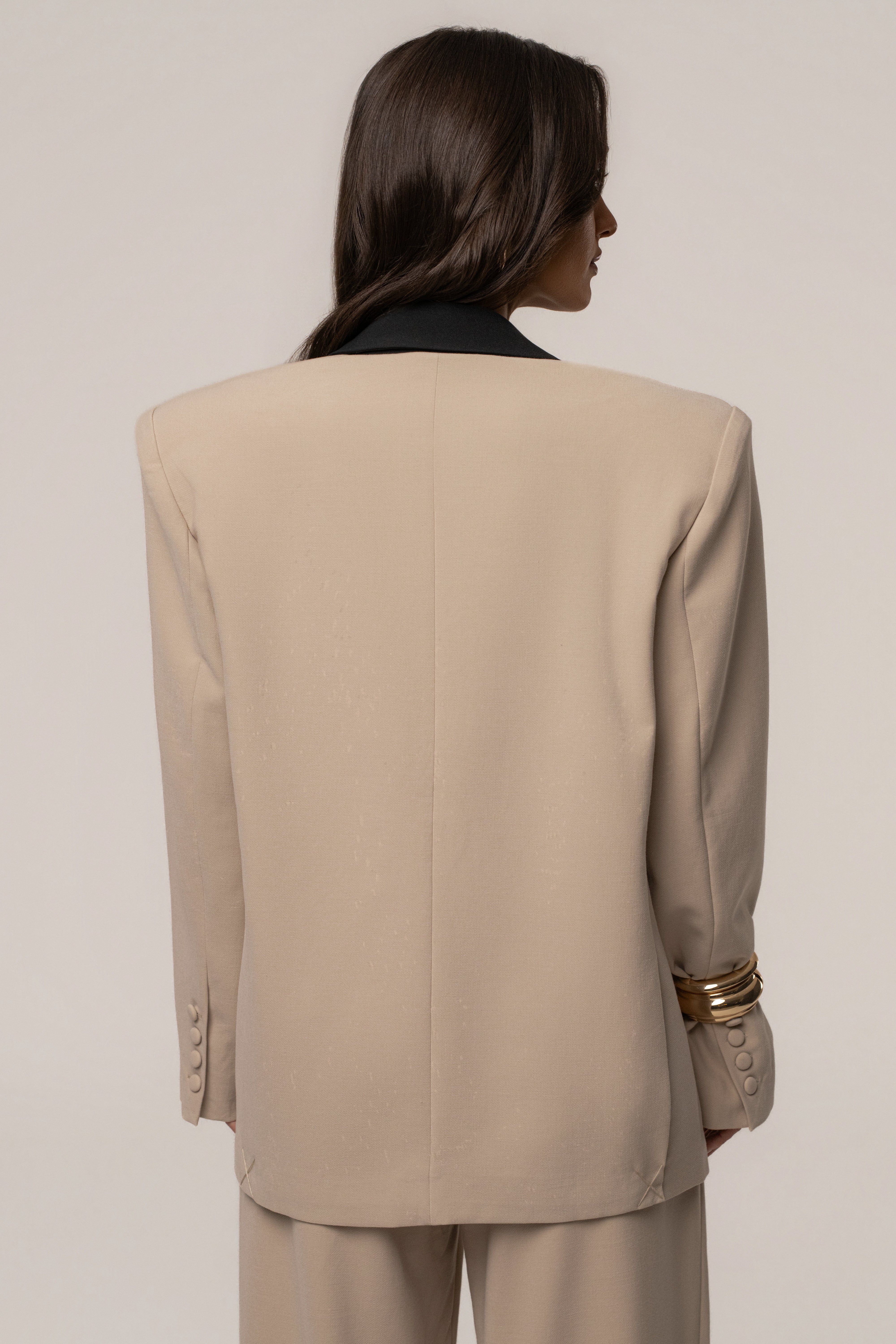 Stone/Black Command Oversized Blazer