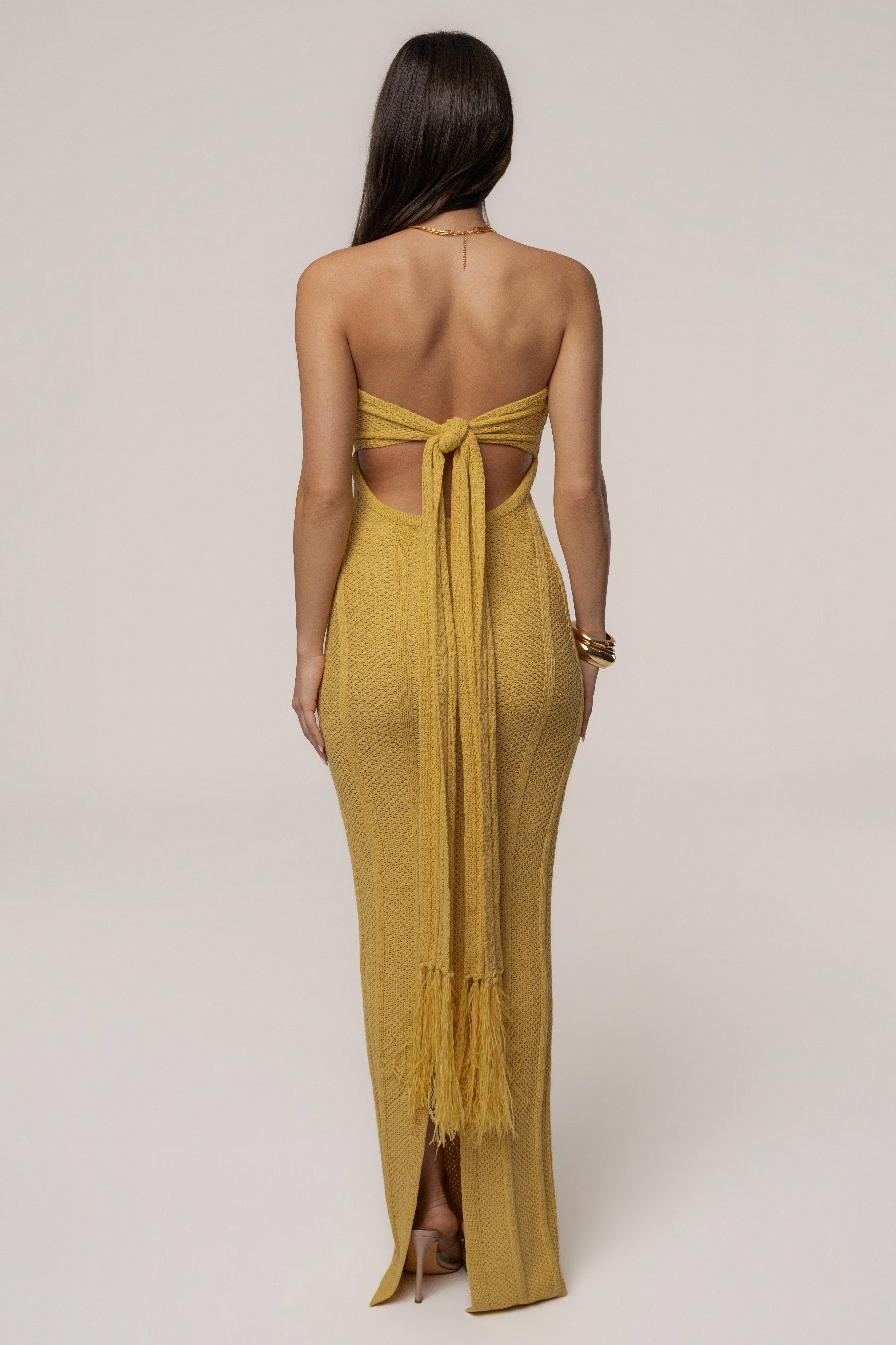 Yellow Blanca Strapless Maxi Dress