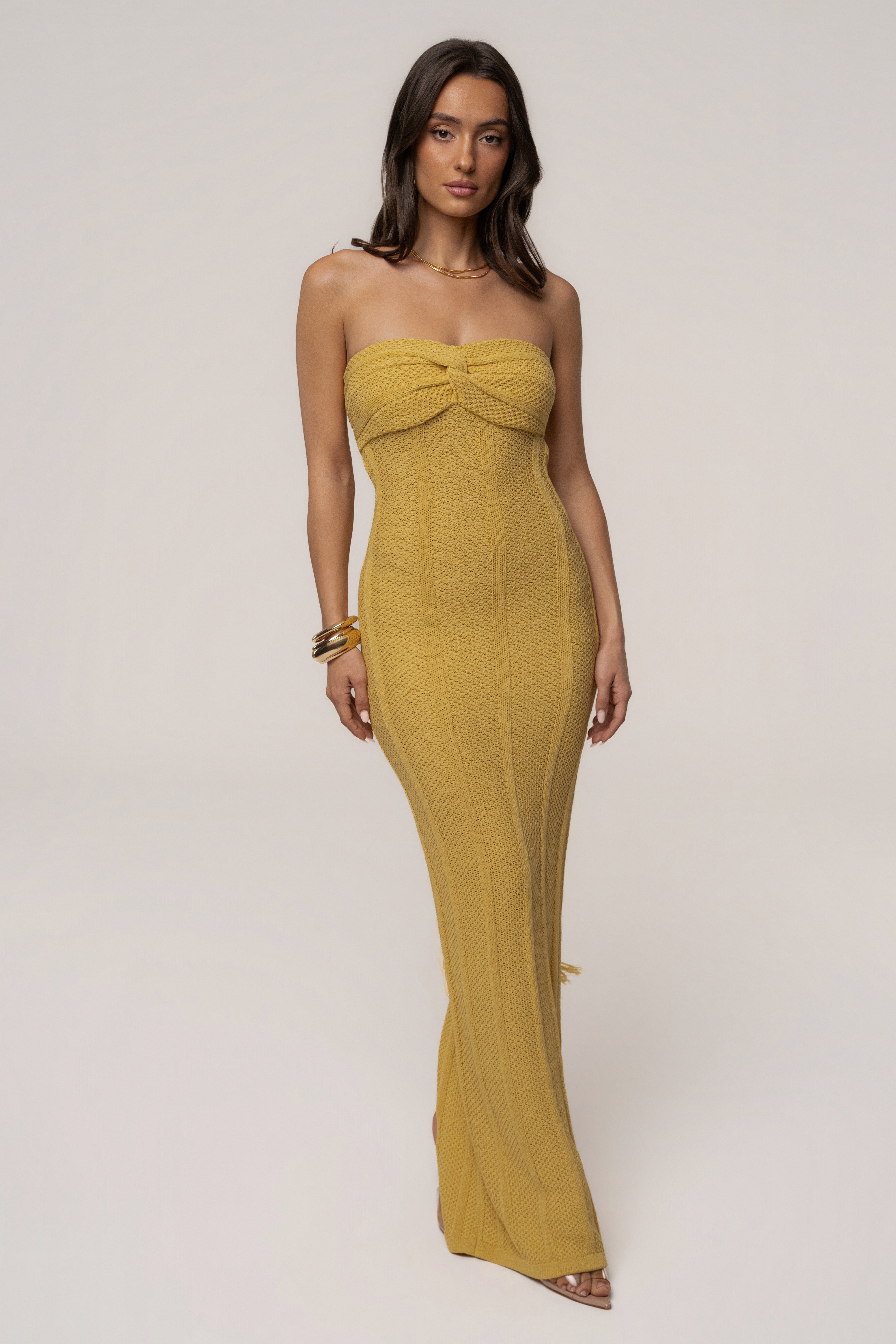 Yellow Blanca Strapless Maxi Dress