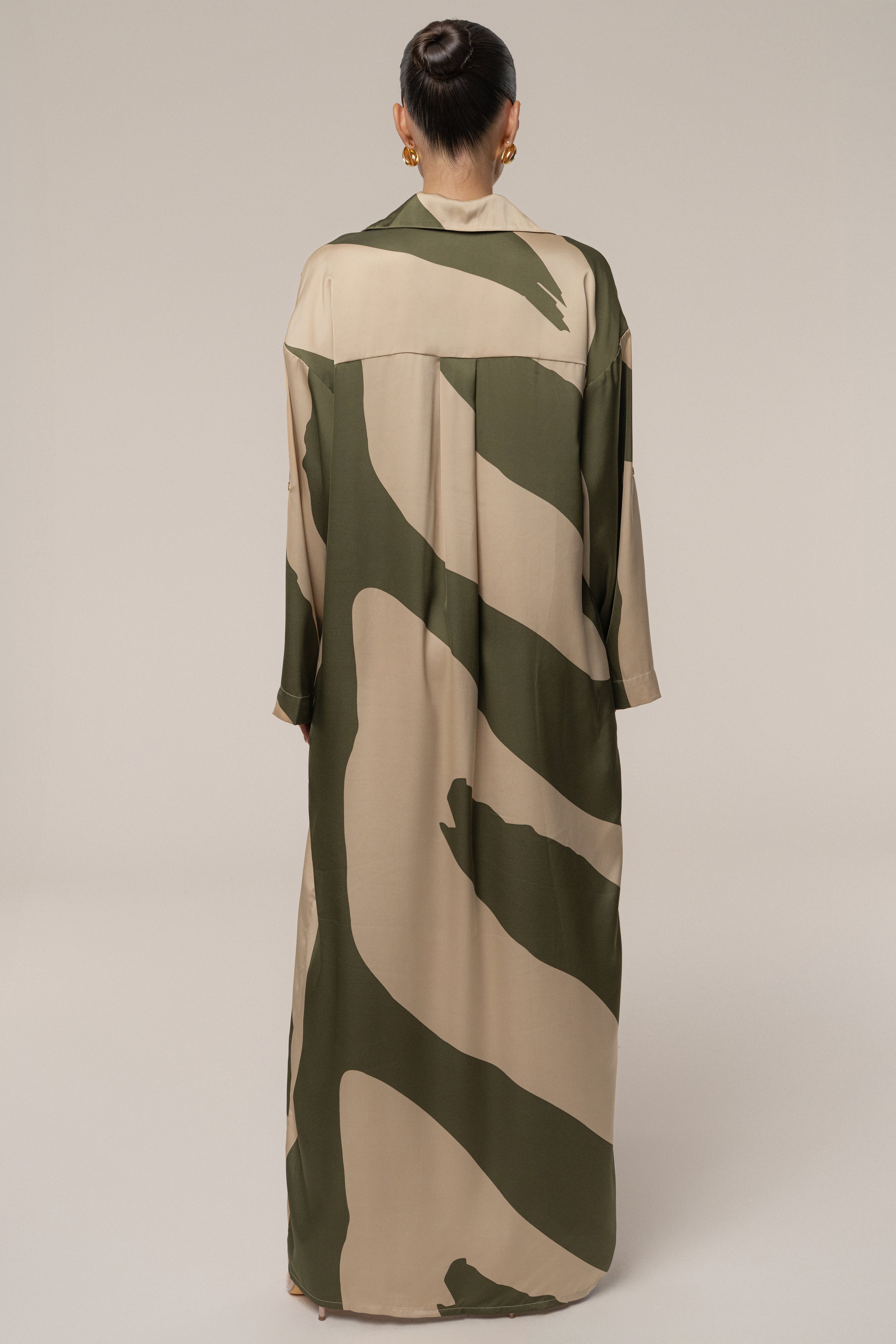Multi Satin Safari Maxi Dress - JLUXLABEL