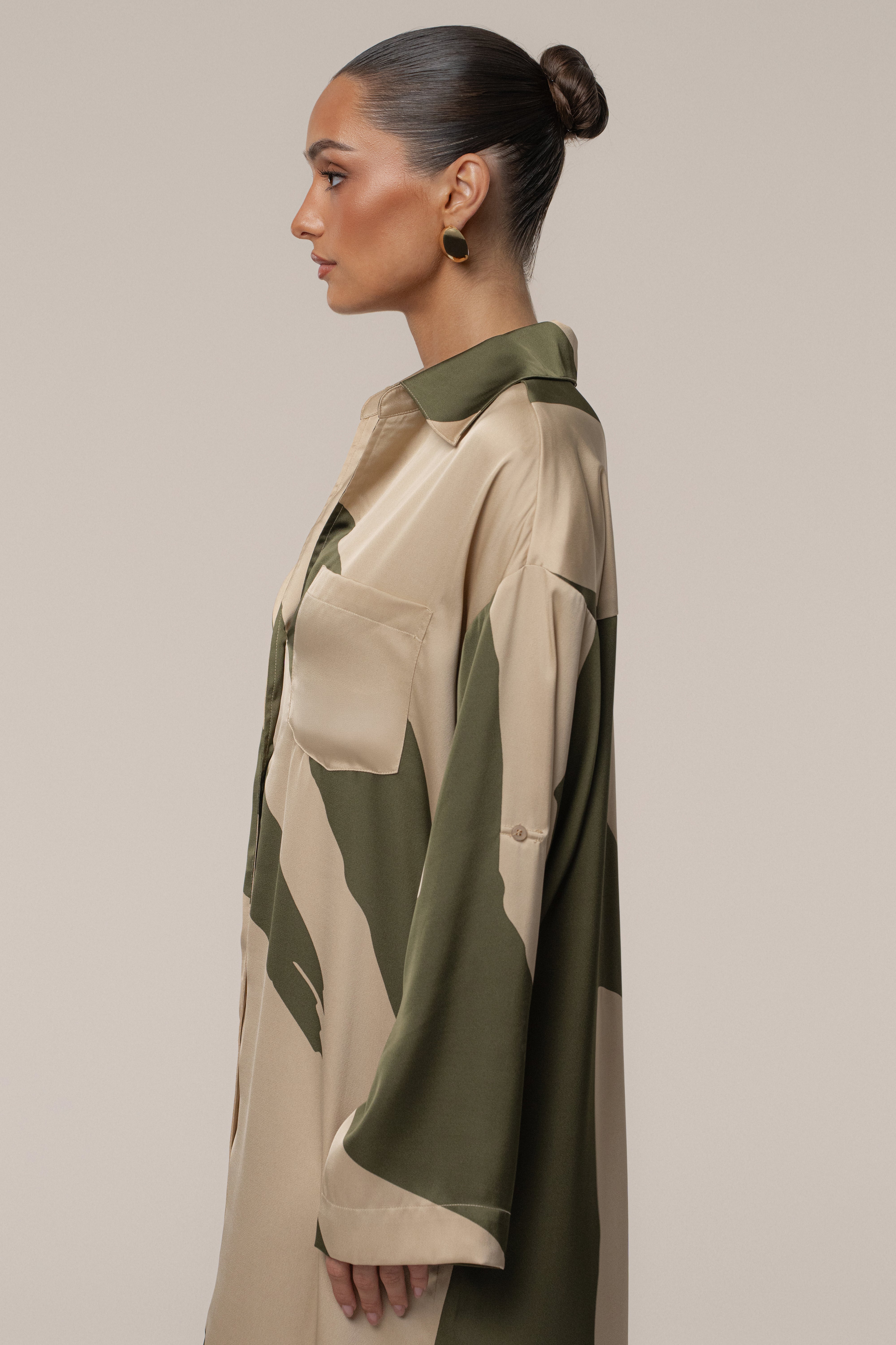 Multi Satin Safari Maxi Dress - JLUXLABEL