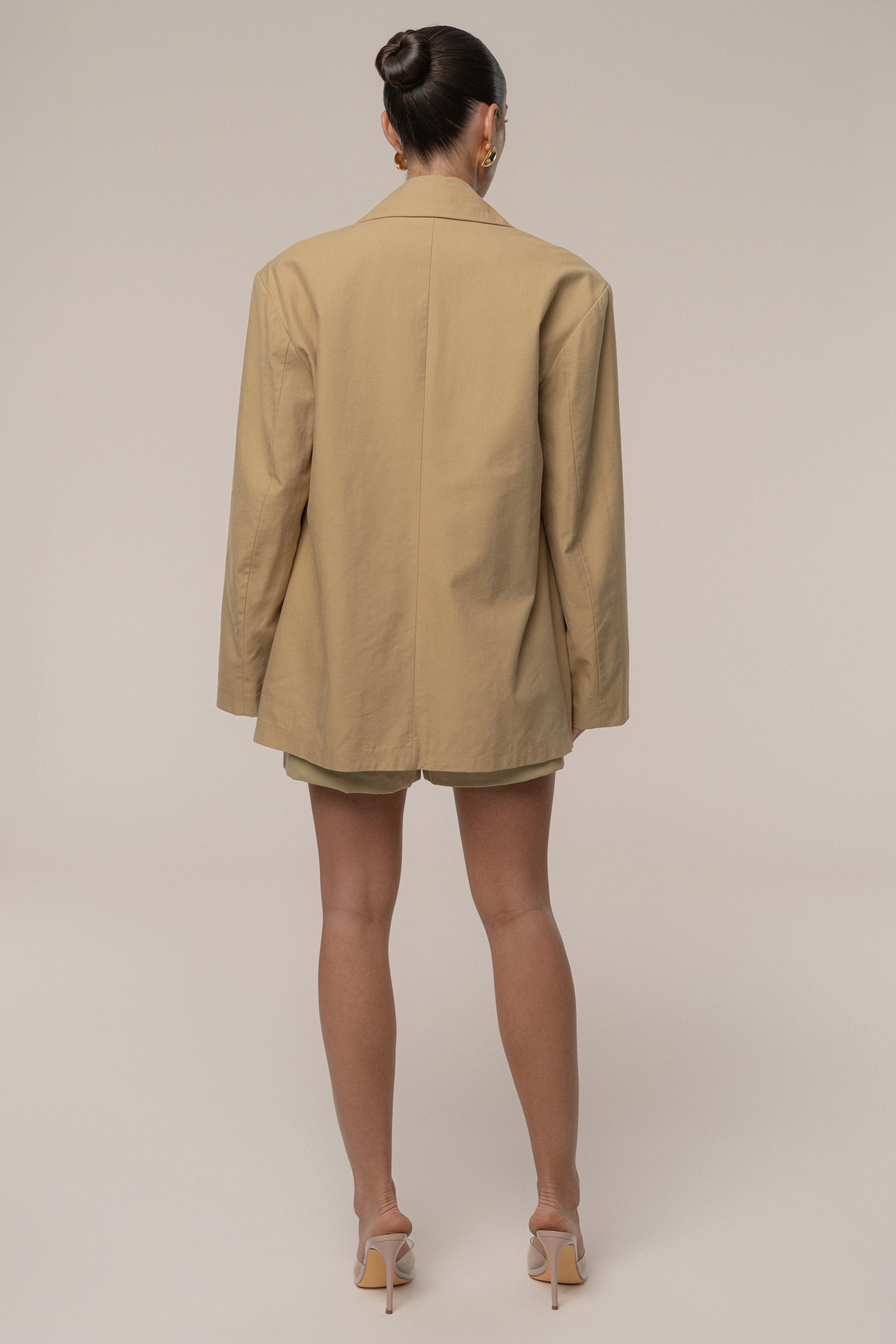 Tan Precision Woven Blazer - JLUXLABEL