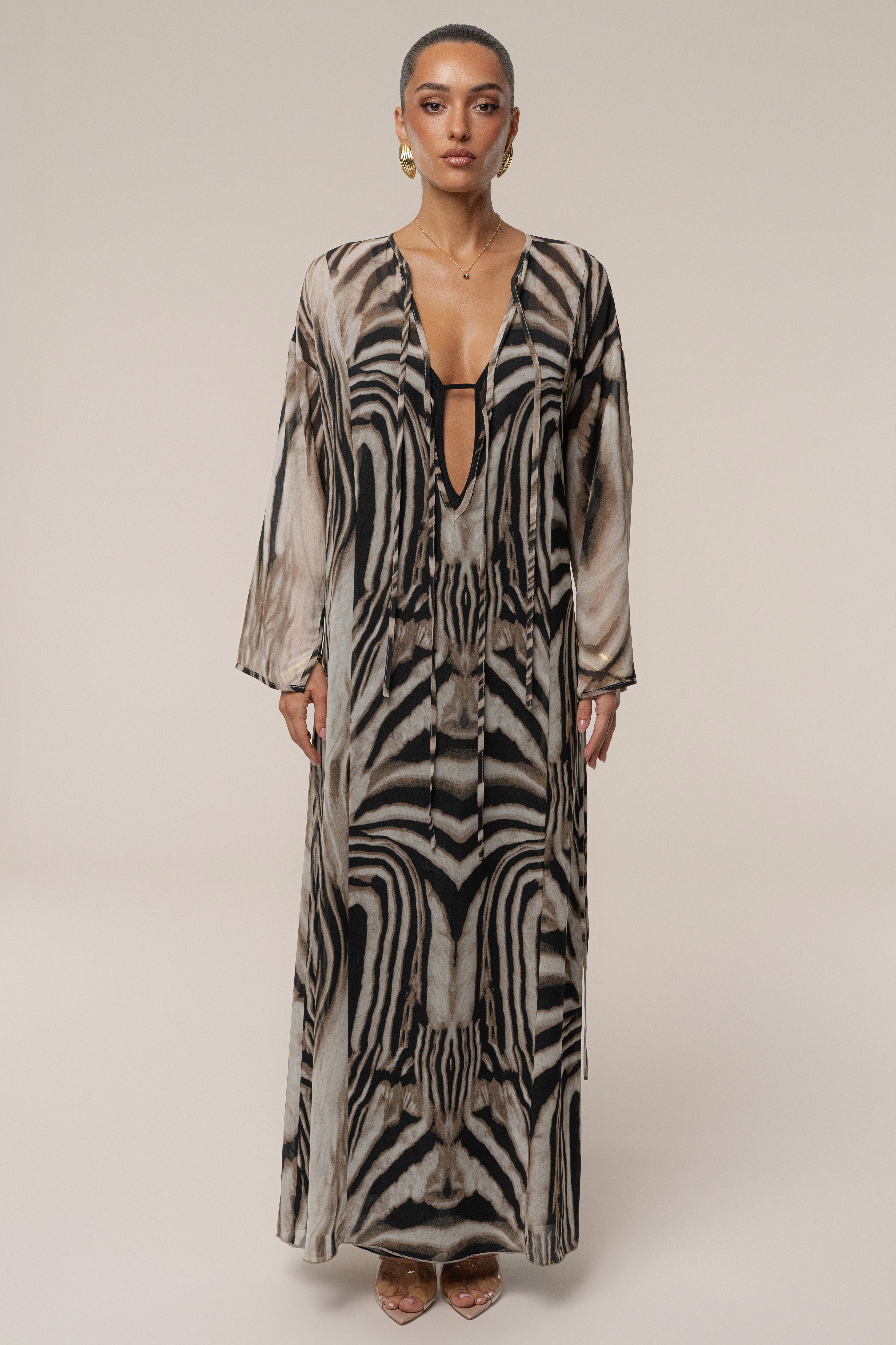Brown Zebra New Vista Maxi Dress - JLUXLABEL