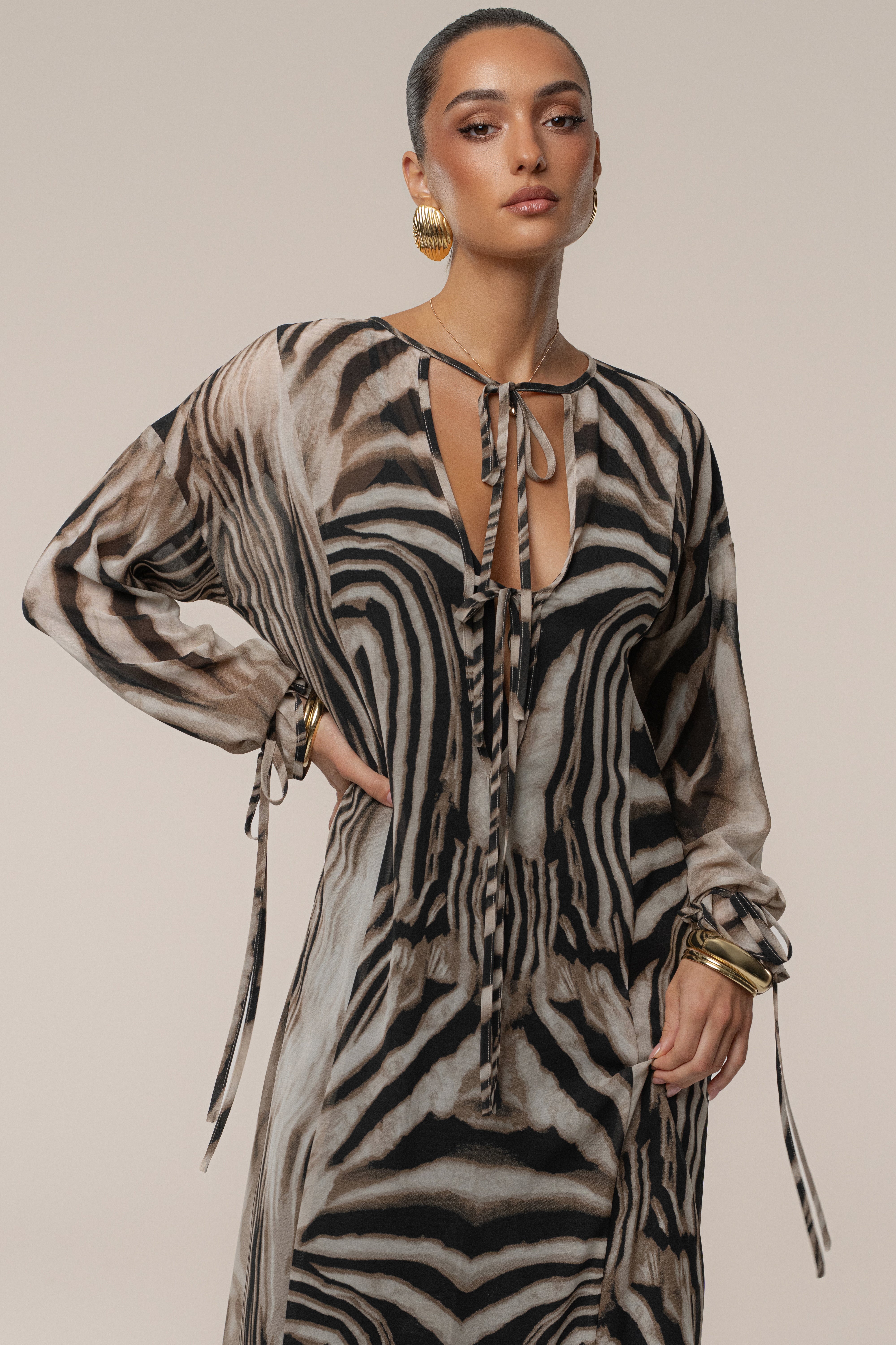 Brown Zebra New Vista Maxi Dress - JLUXLABEL