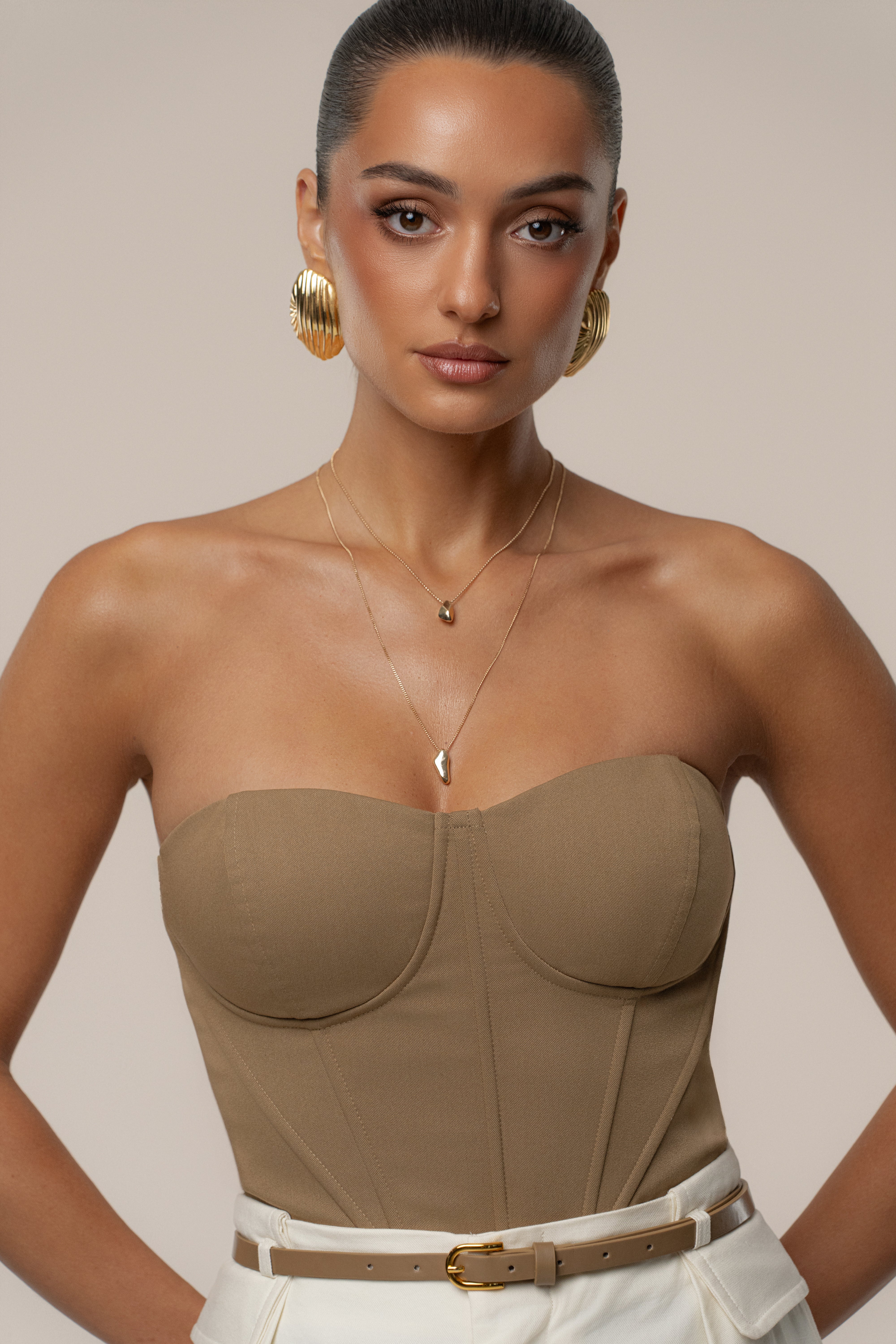 Tan Sunset Tides Corset - JLUXLABEL