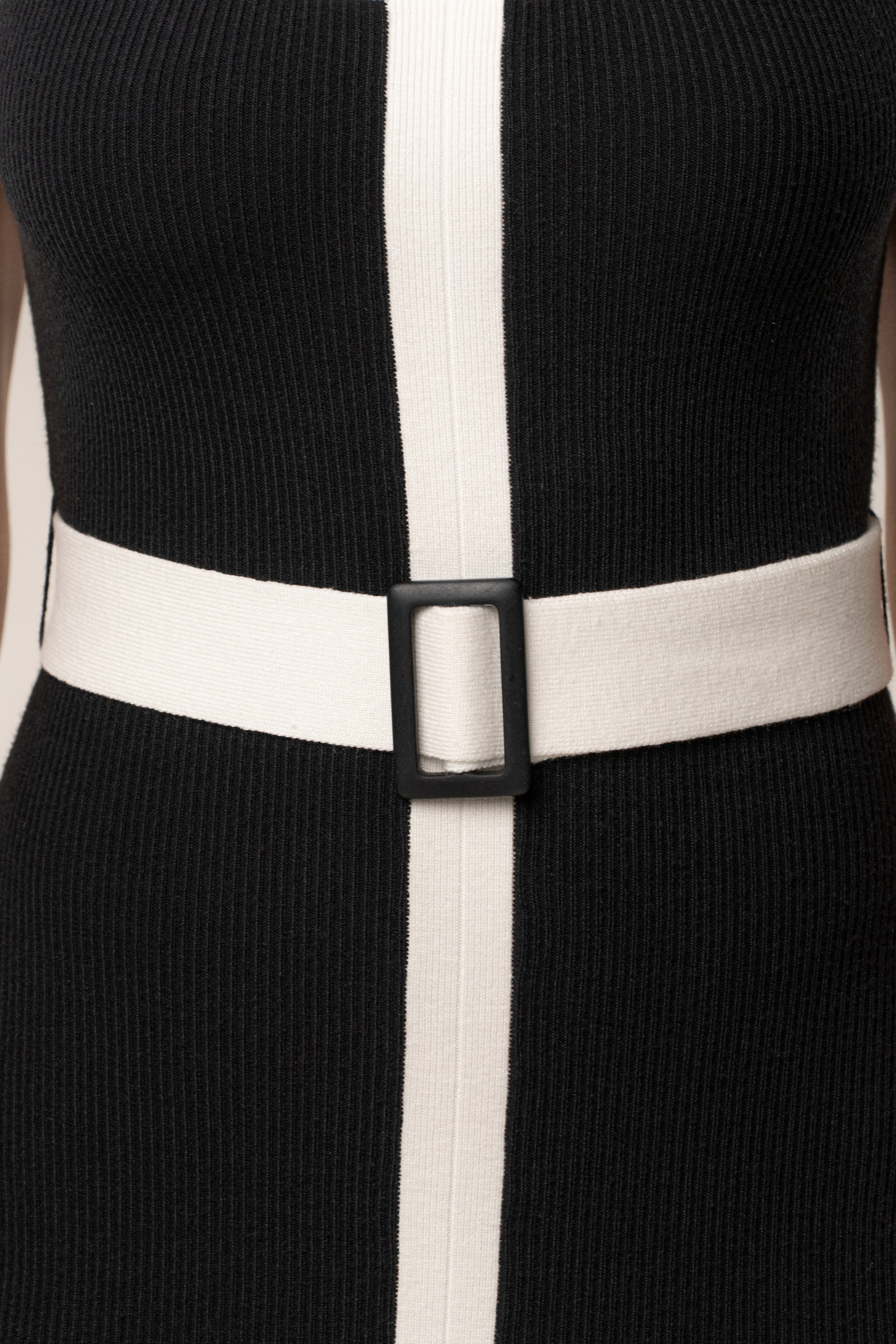 Black/Ivory Belted Cami Maxi Dress - JLUXLABEL