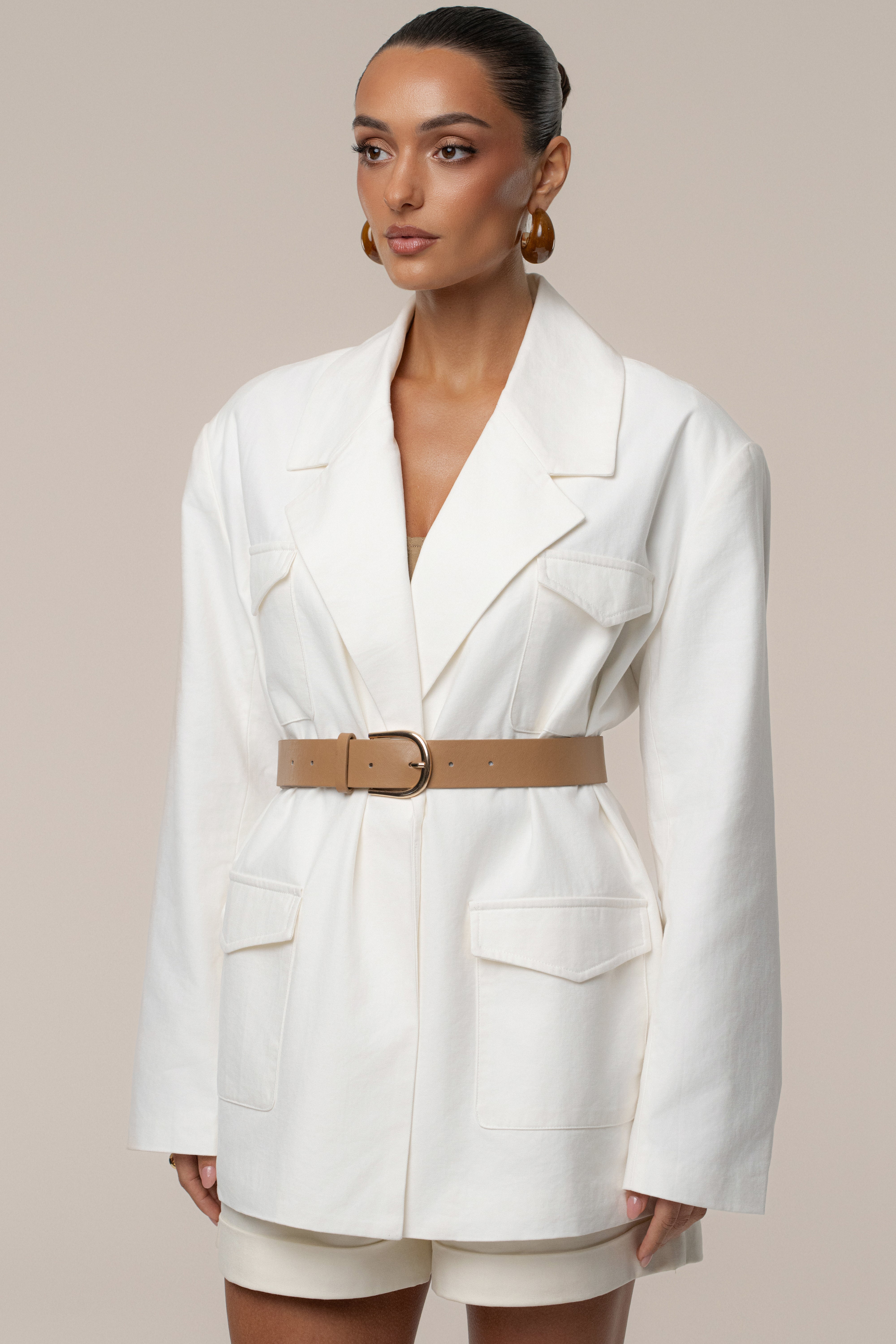 Ivory Precision Woven Blazer - JLUXLABEL