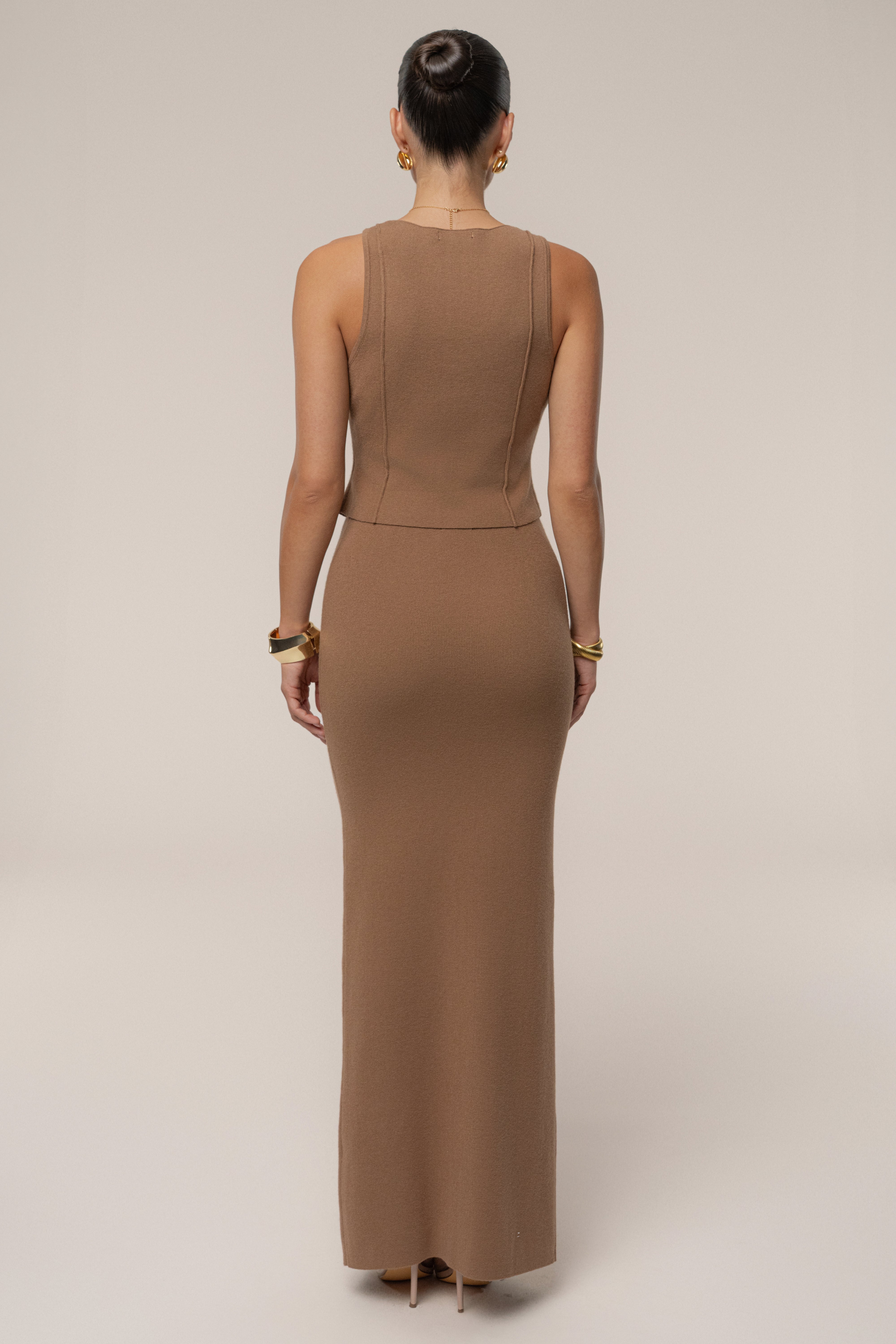 Tan Soft Sands Knit Skirt Set - JLUXLABEL