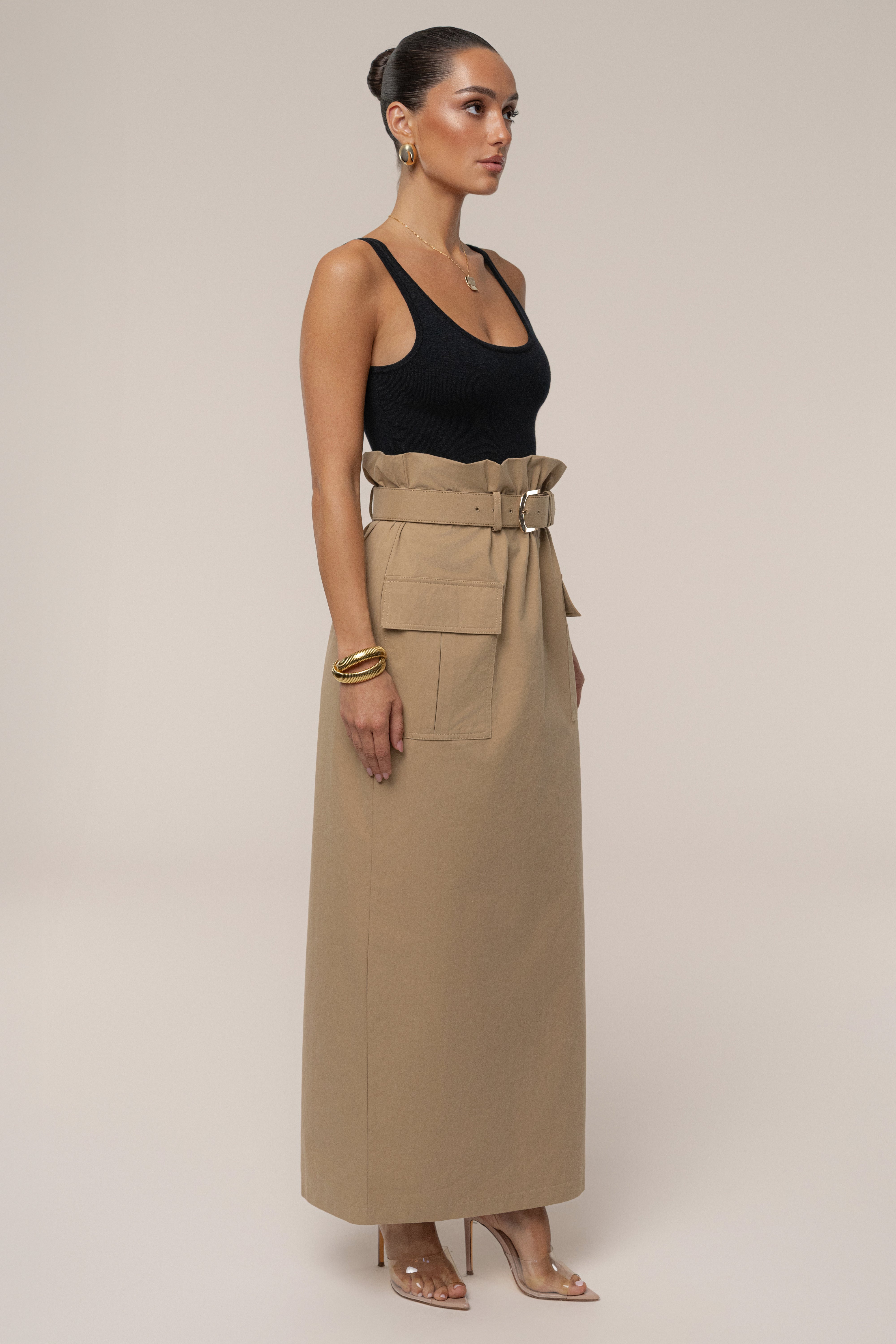 Khaki New Edge Cargo Skirt - JLUXLABEL