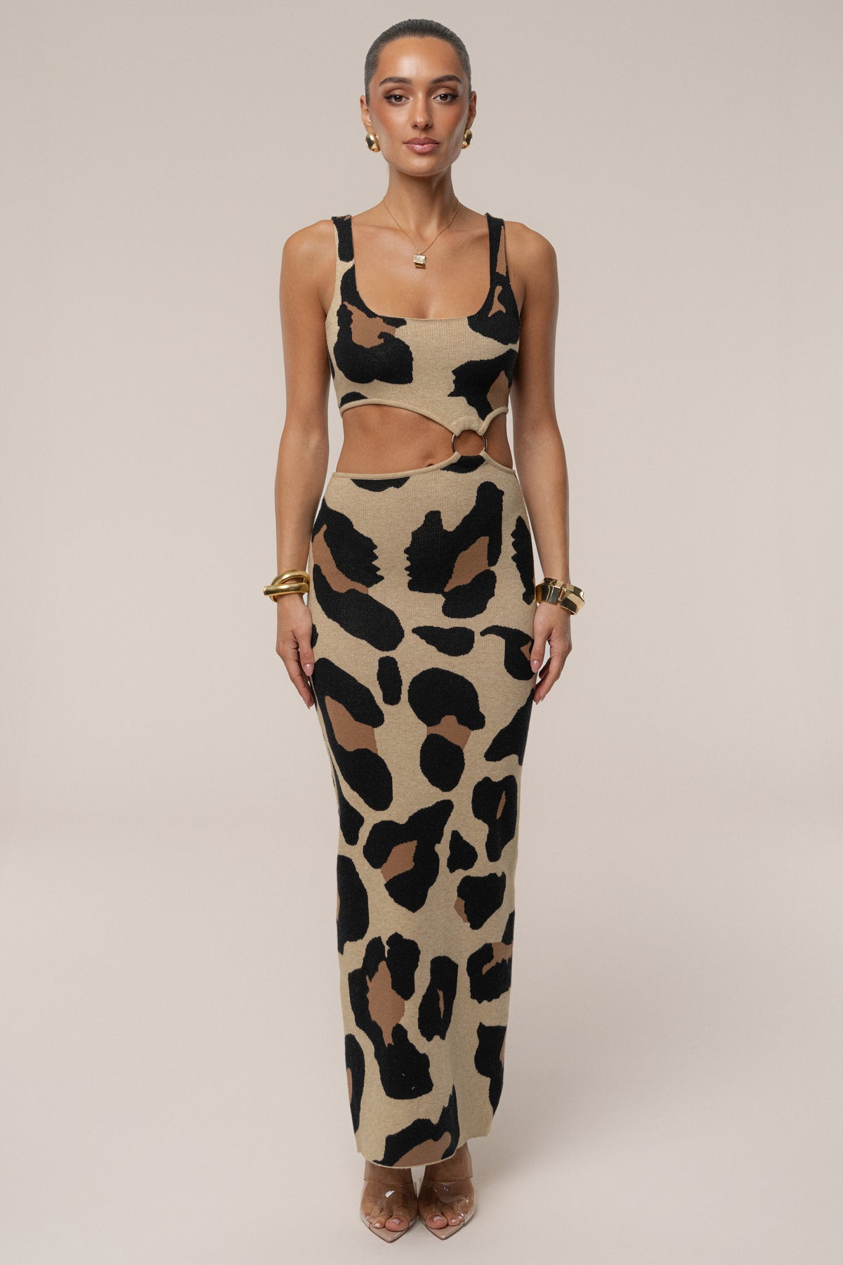 leopard maxi dress amazon Zahara Print chic commute Barocco Ivory Double Dresser Cut Outs Unit:Case (300/CS)