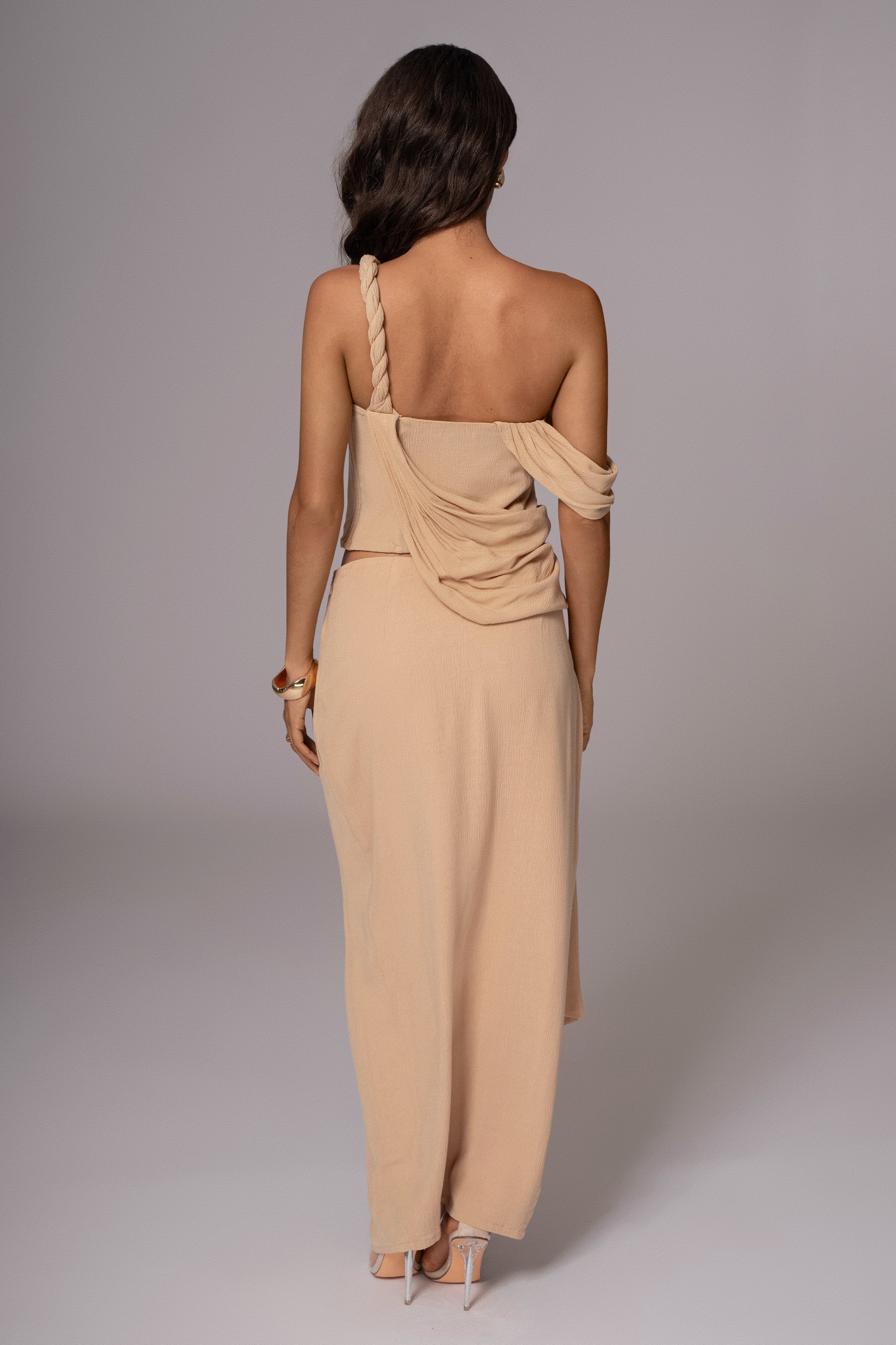 Khaki Diosa Drape Top - JLUXLABEL