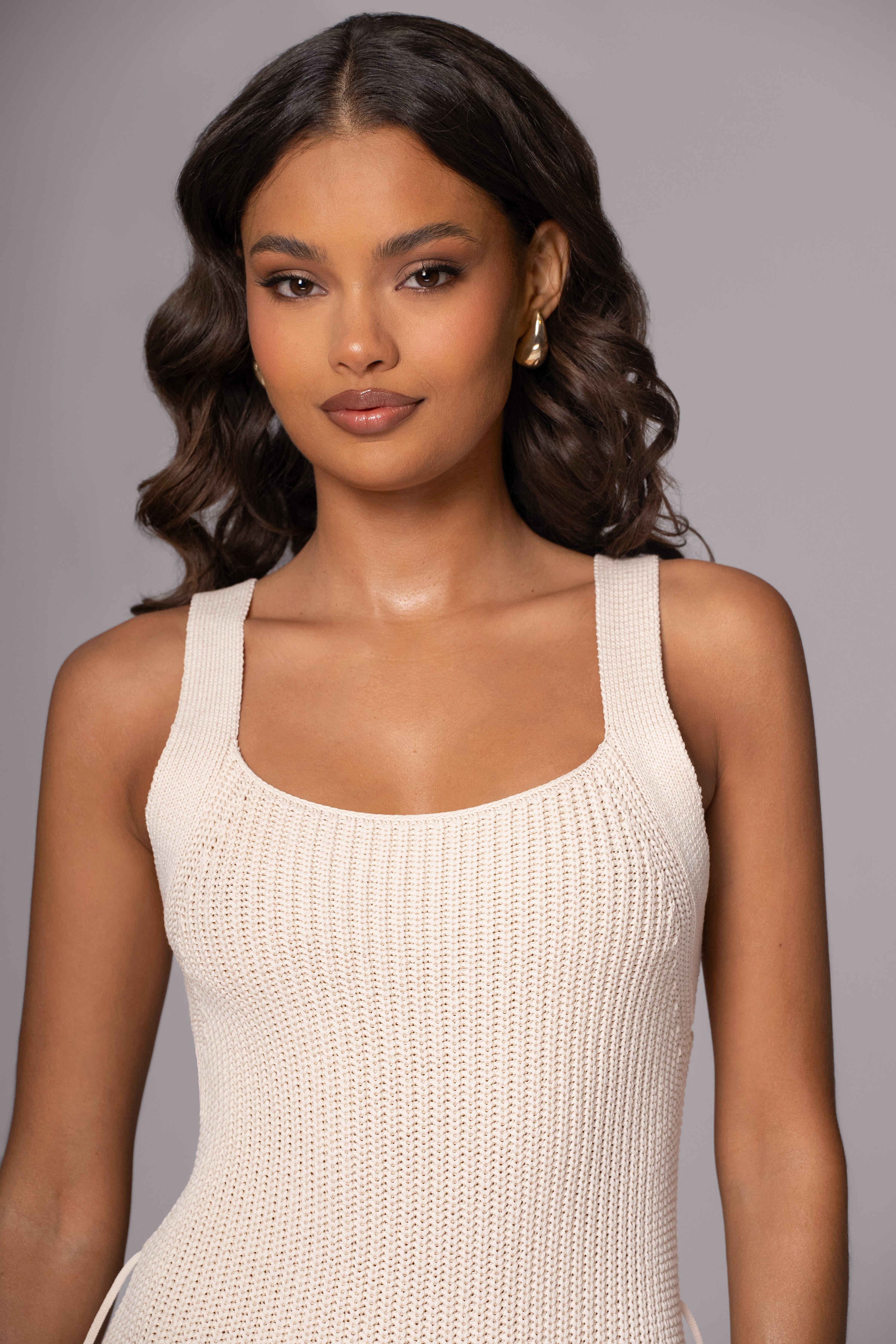 Ivory Moonrise Ribbed Maxi Dress - JLUXLABEL