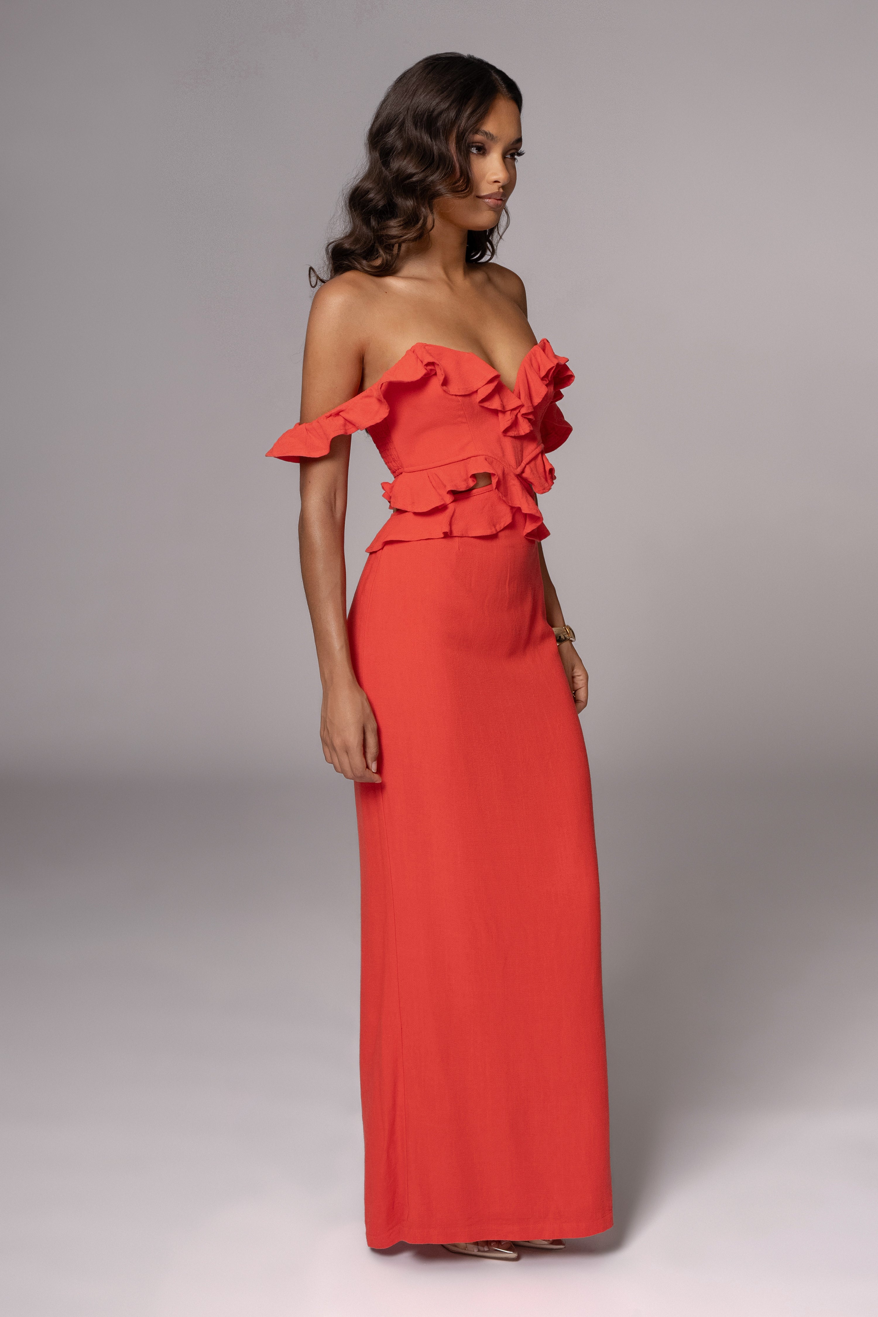 Coral Brighter Days Linen Maxi Dress - JLUXLABEL