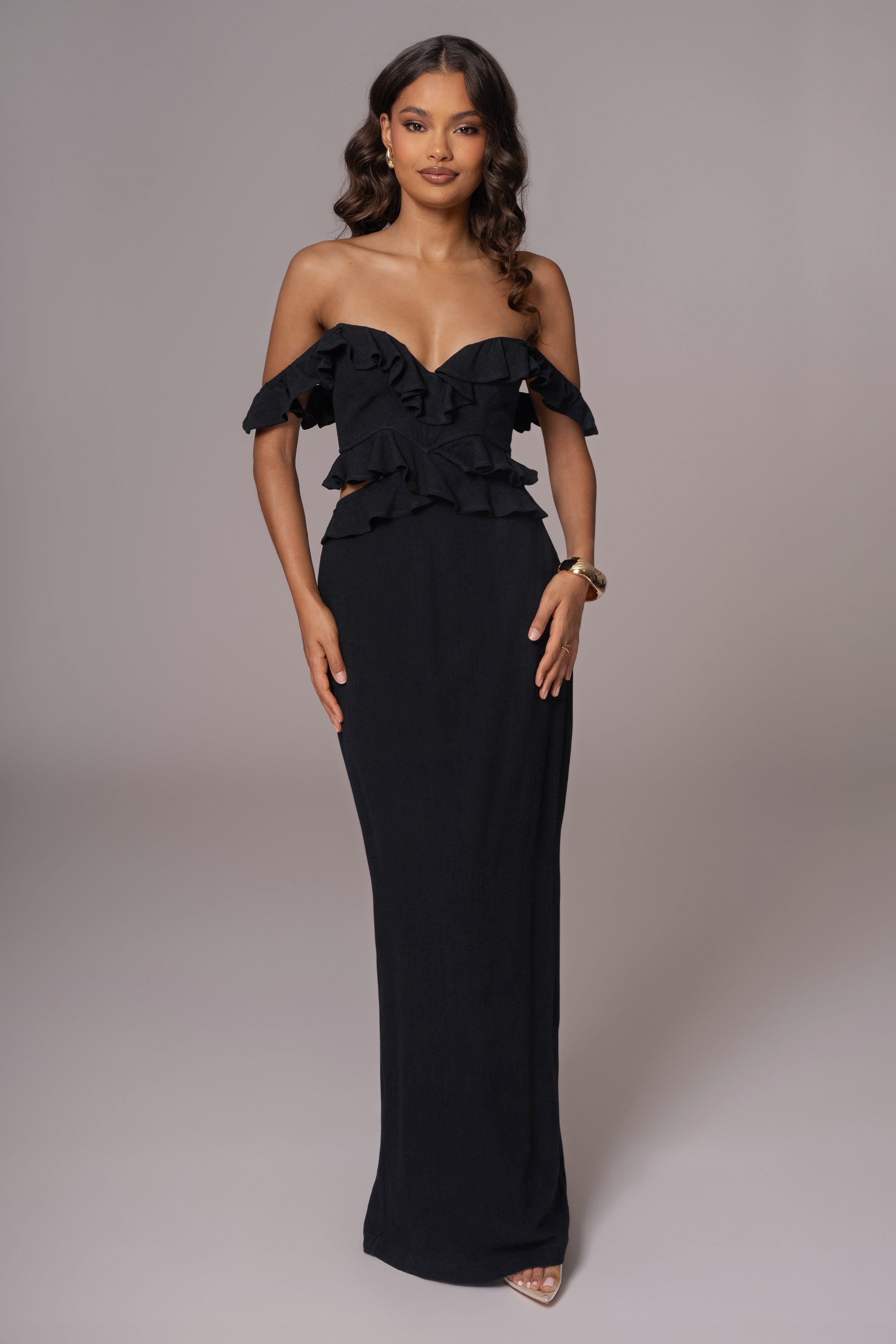 Black Brighter Days Linen Maxi Dress - JLUXLABEL