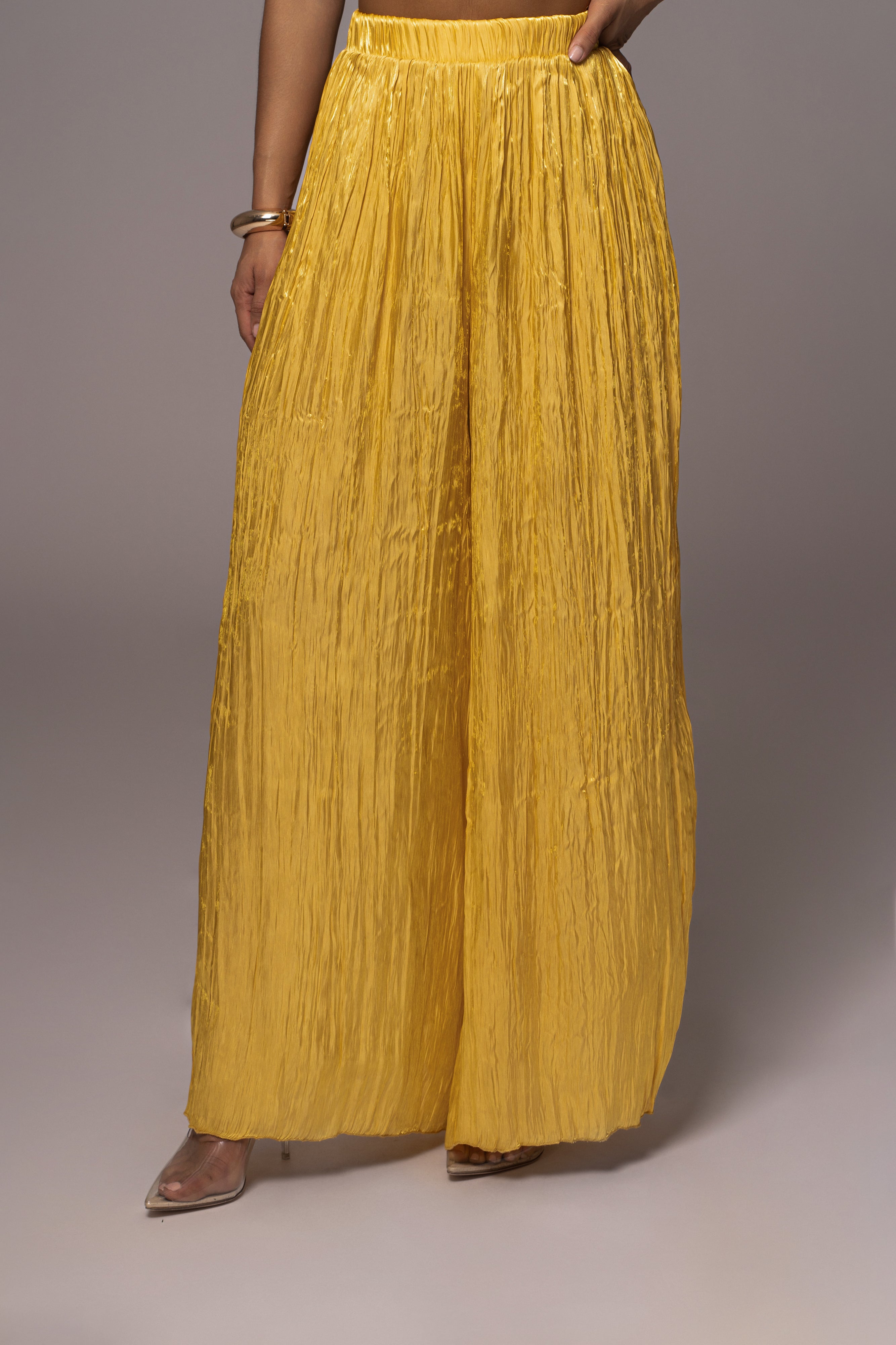 Yellow Let's Get Away Satin Pant Set - JLUXLABEL