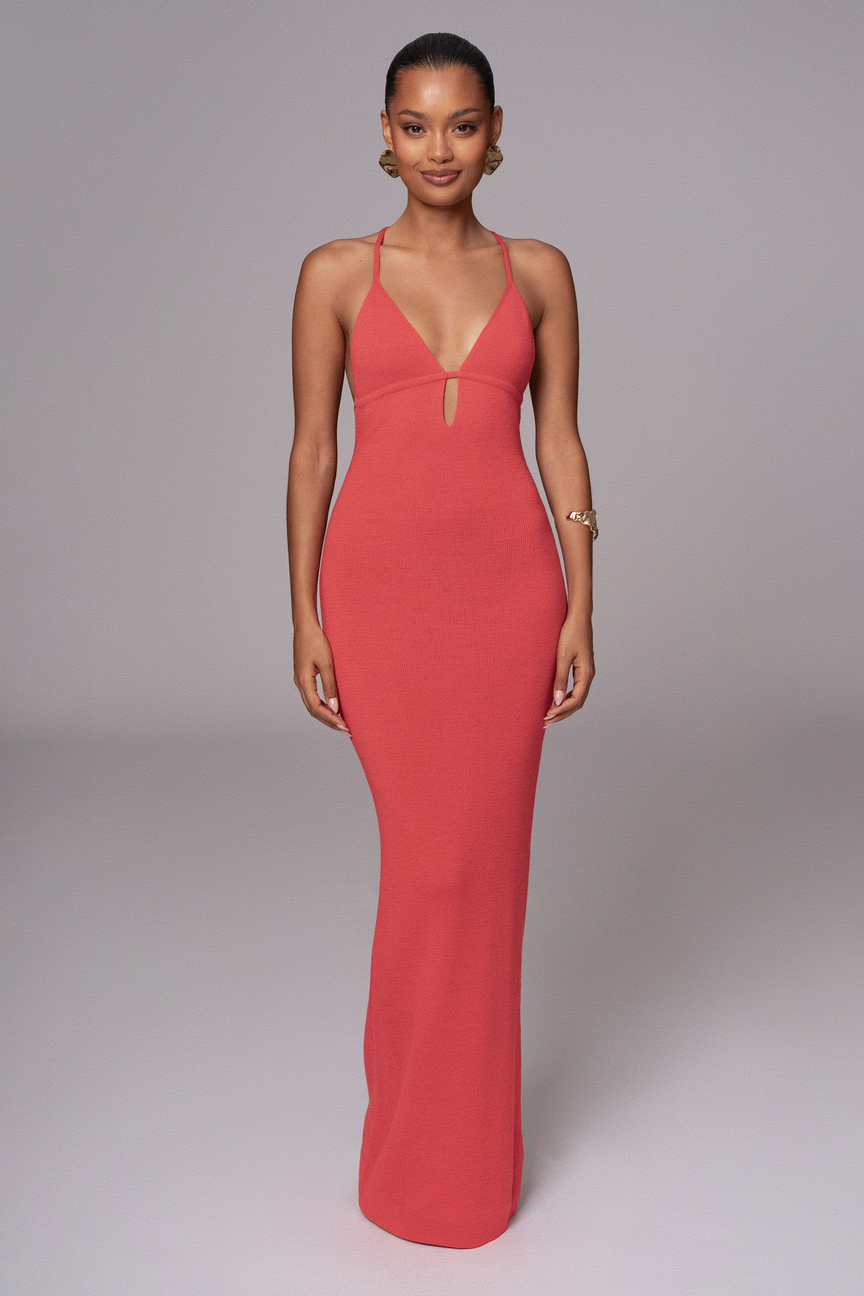 Berry Sun Rays Knit Maxi Dress - JLUXLABEL