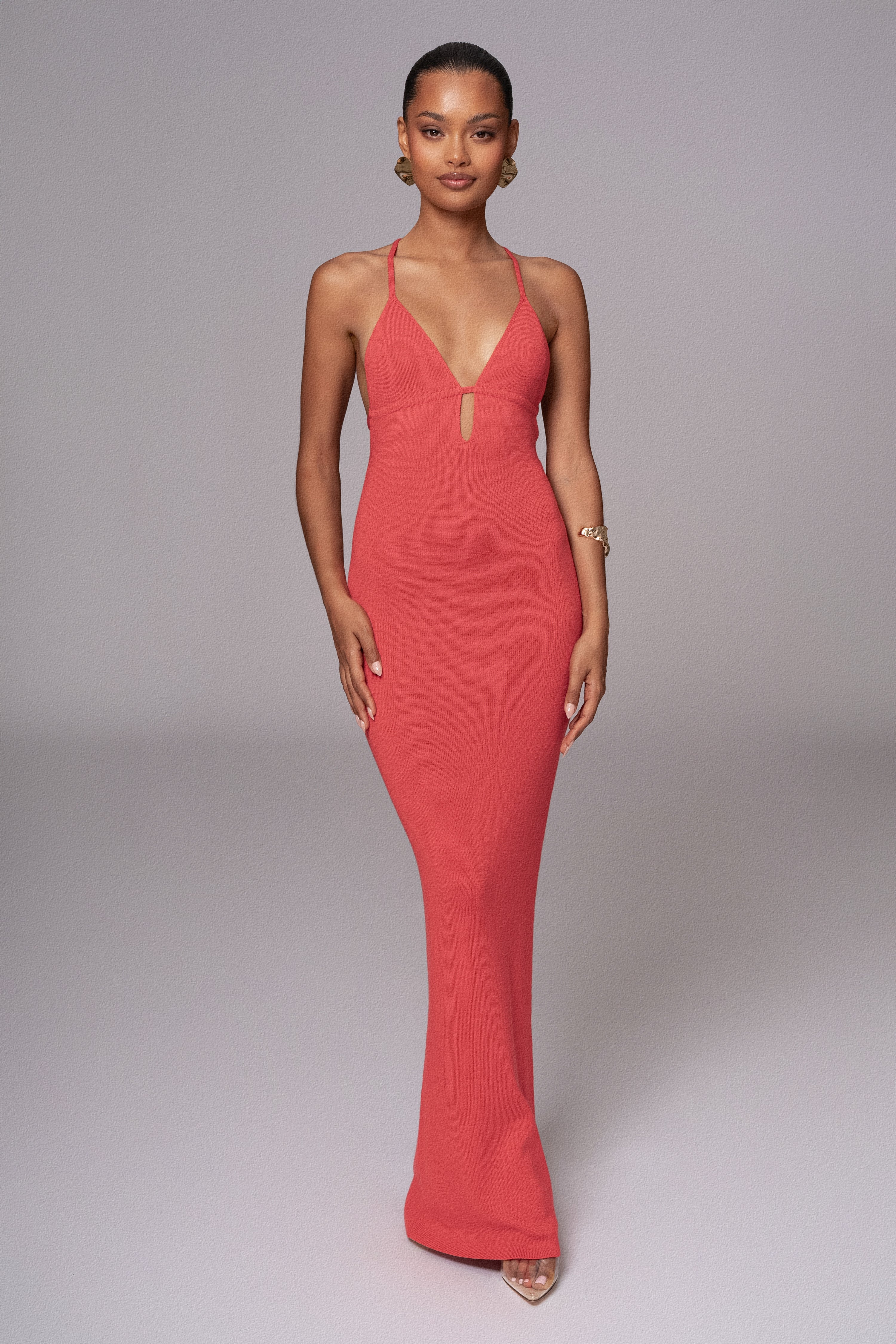 Berry Sun Rays Knit Maxi Dress - JLUXLABEL