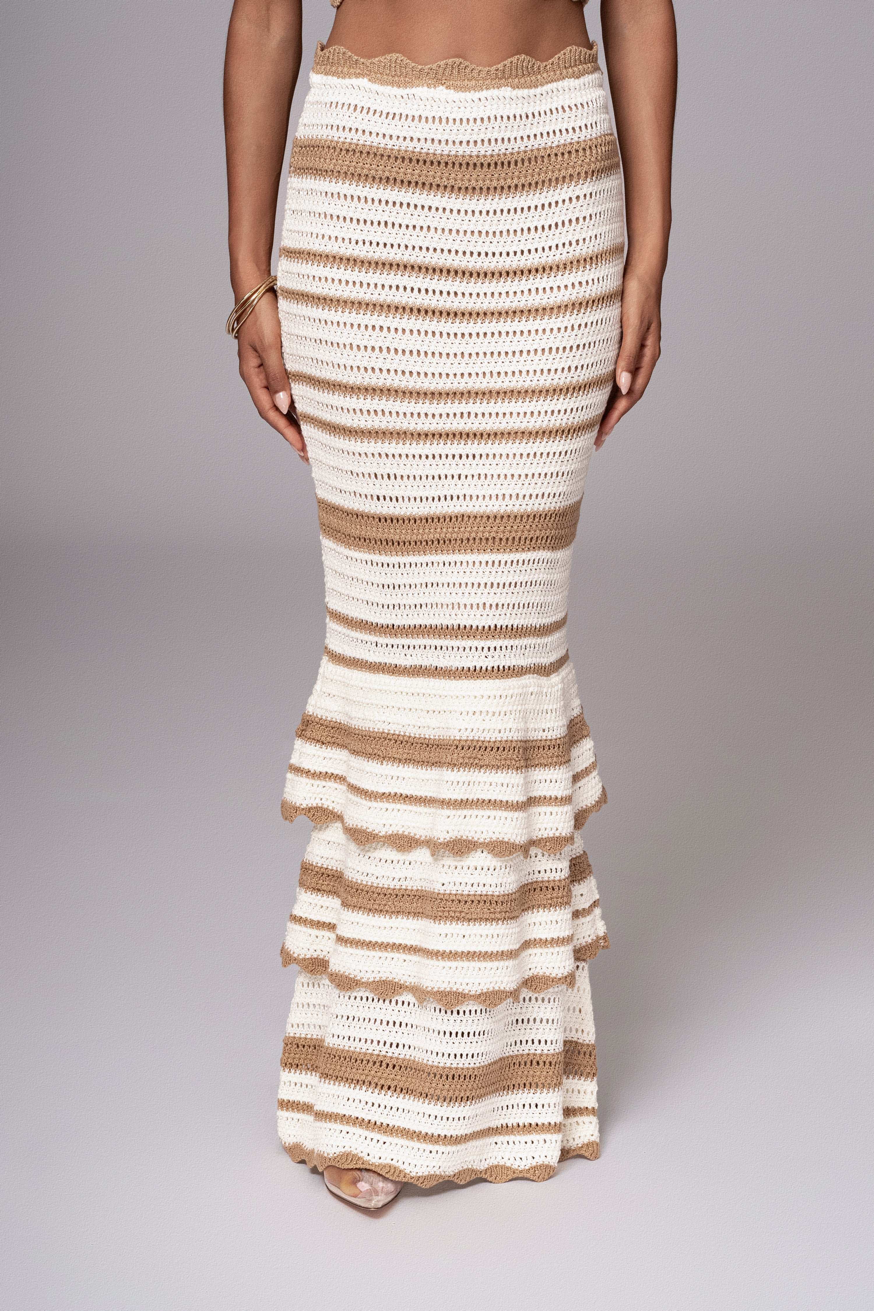 Beige Corazon Ruffle Skirt Set - JLUXLABEL
