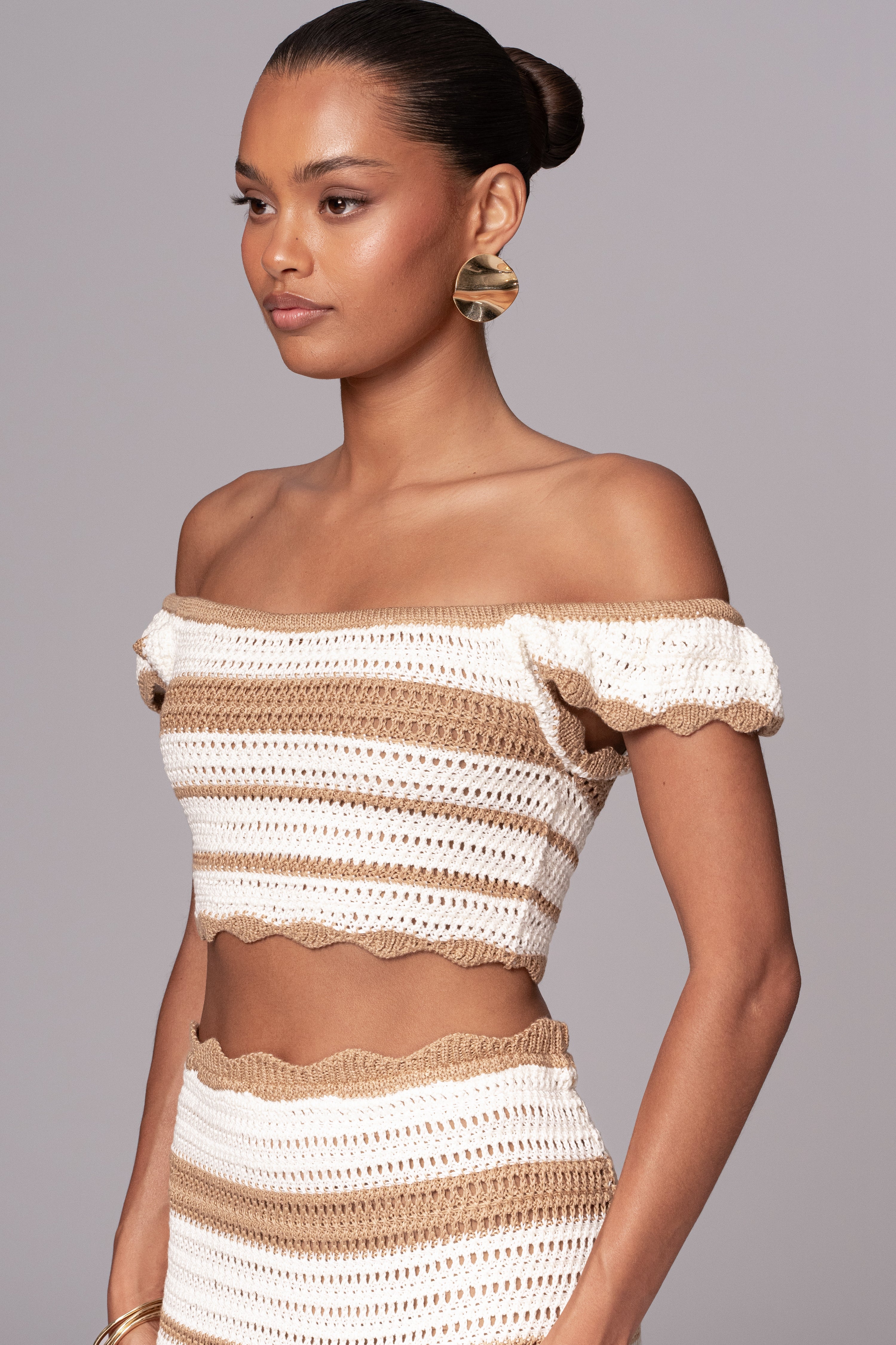 Beige Corazon Ruffle Skirt Set - JLUXLABEL