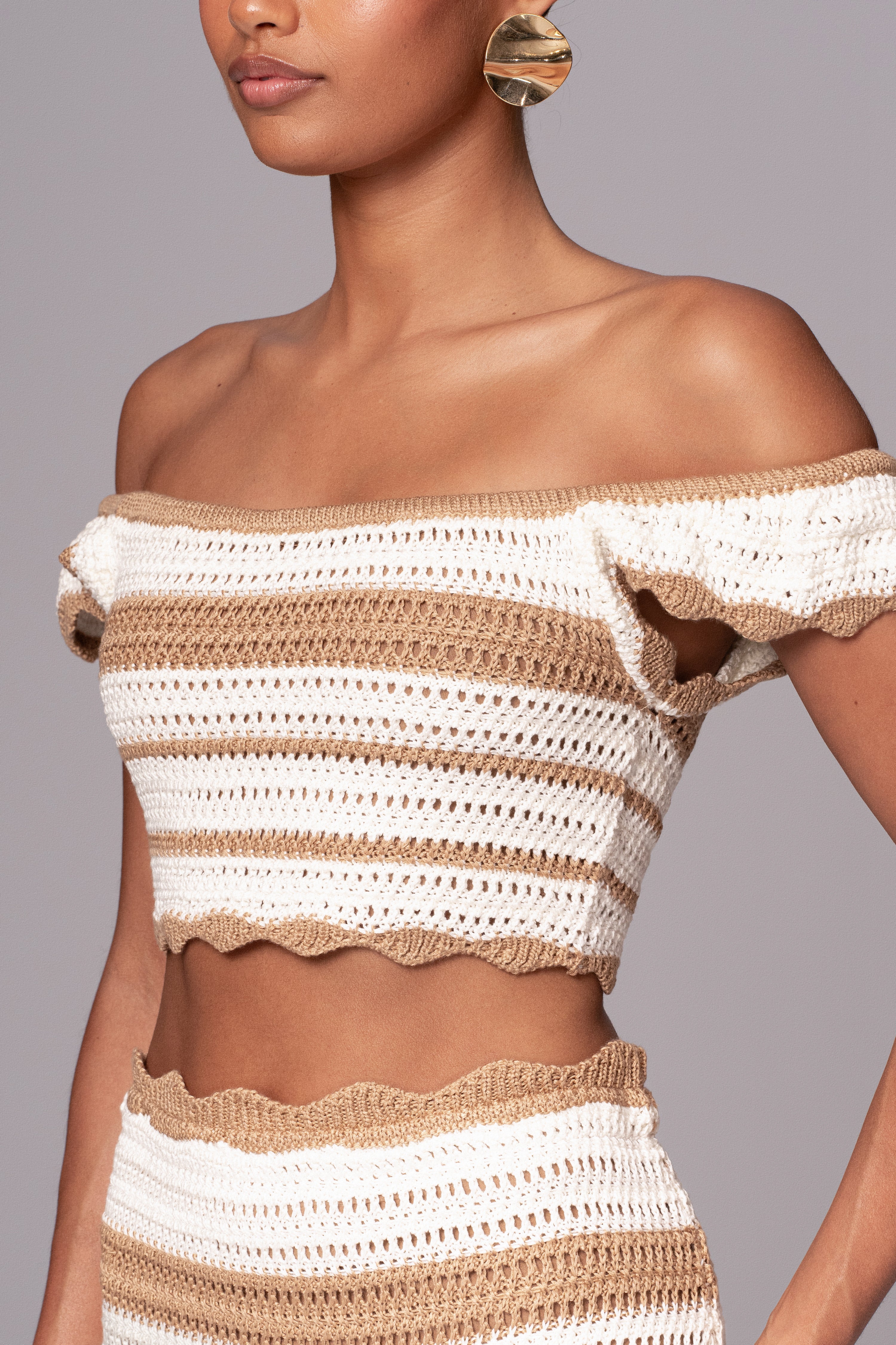 Beige Corazon Ruffle Skirt Set - JLUXLABEL