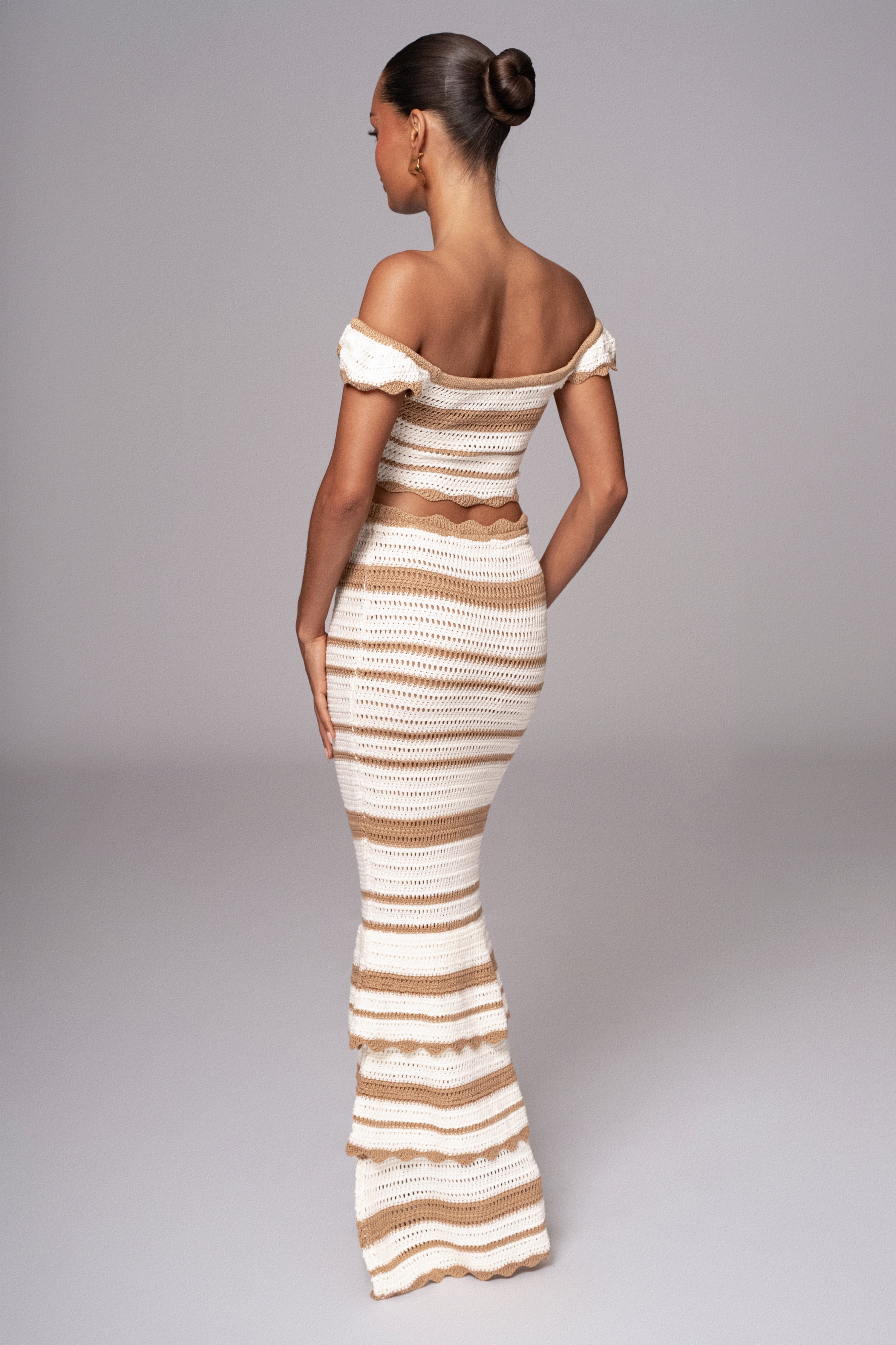 Beige Corazon Ruffle Skirt Set - JLUXLABEL
