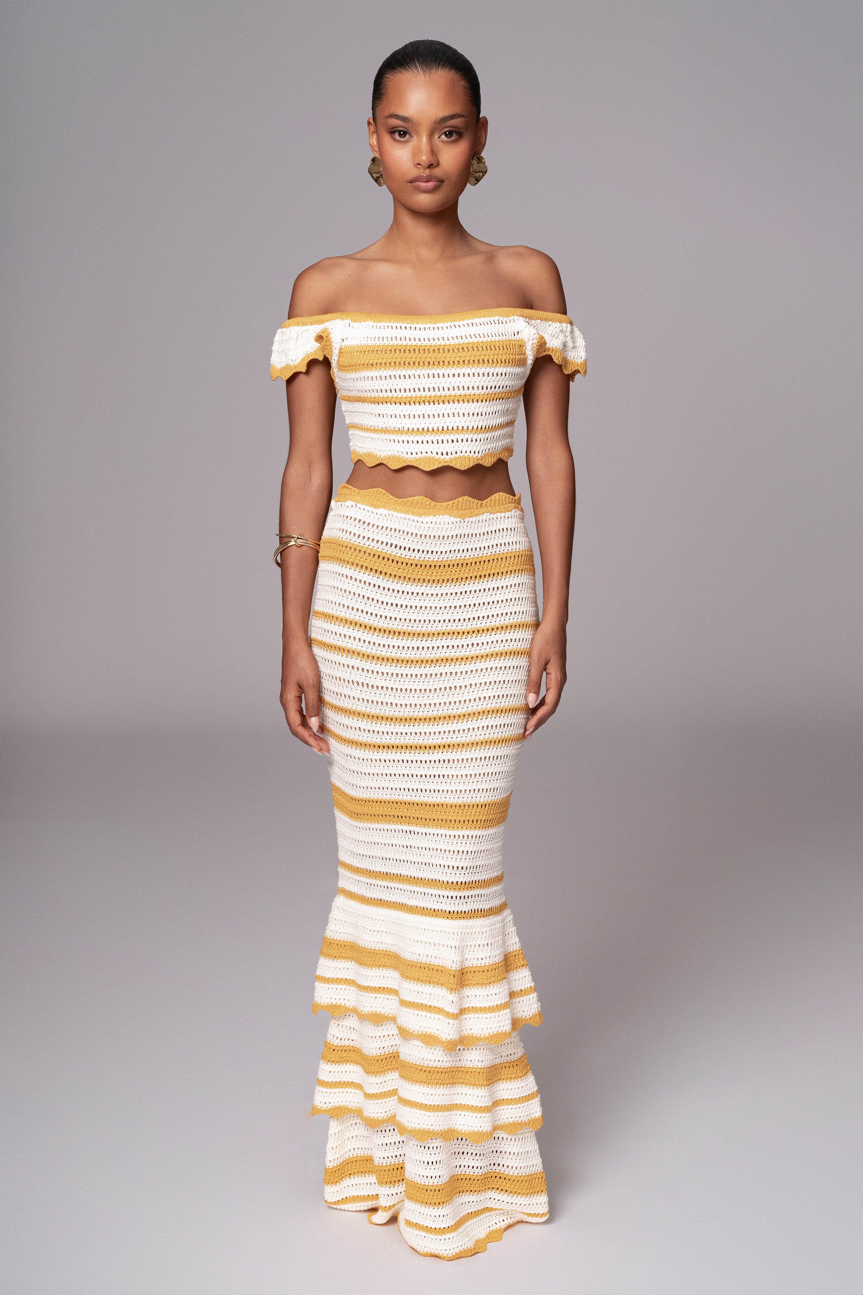Yellow Corazon Ruffle Skirt Set - JLUXLABEL
