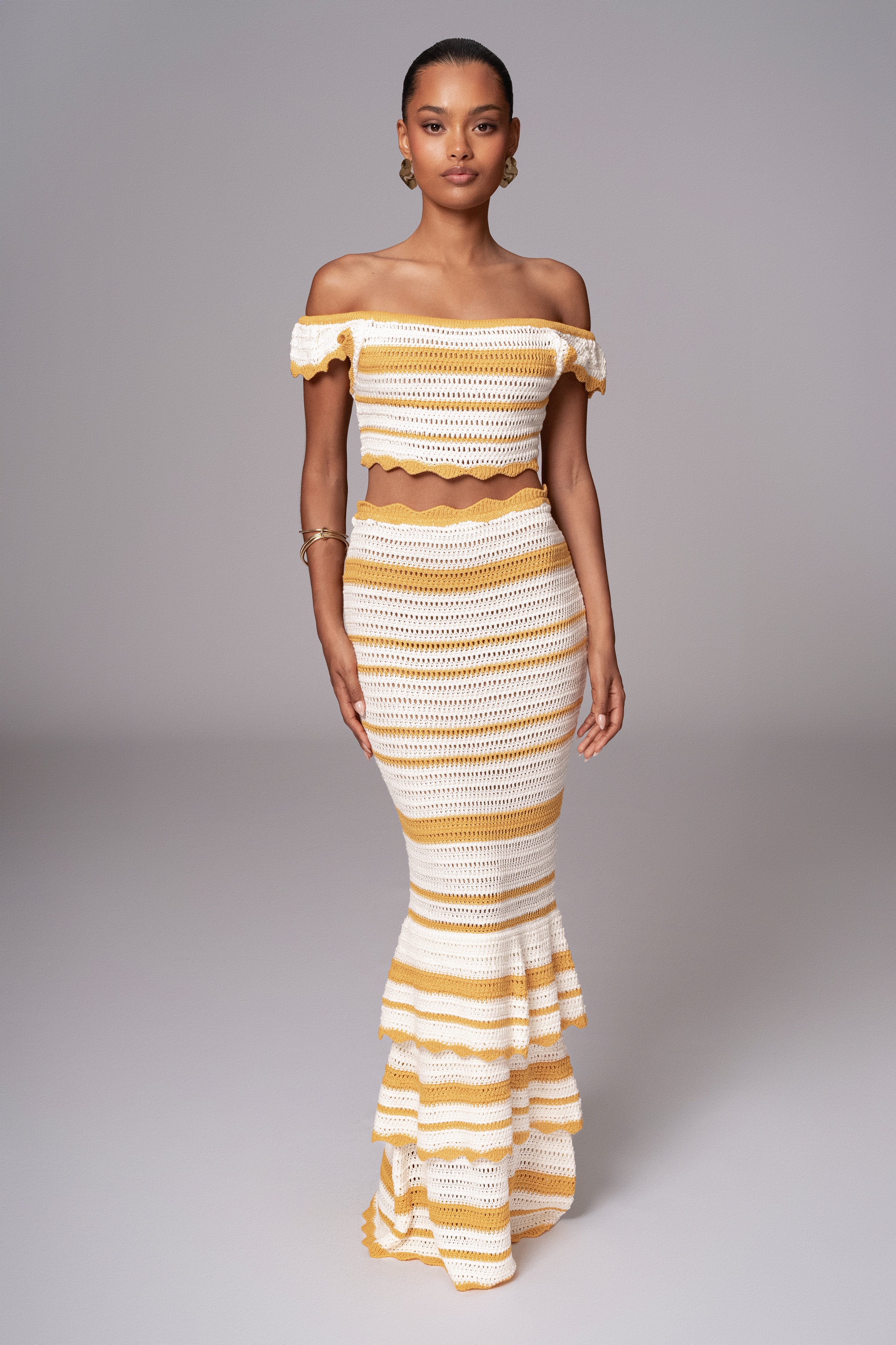 Yellow Corazon Ruffle Skirt Set - JLUXLABEL