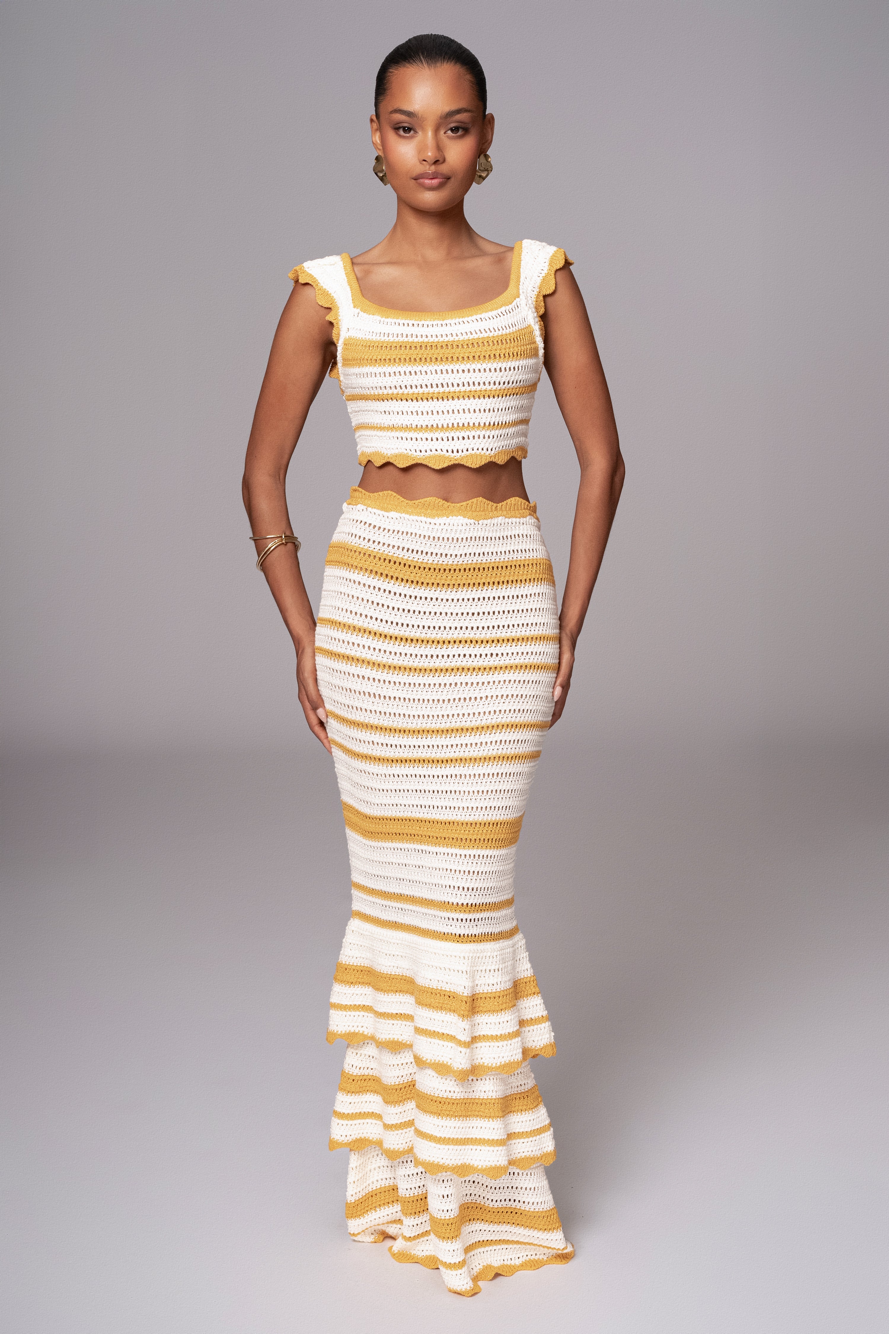 Yellow Corazon Ruffle Skirt Set - JLUXLABEL