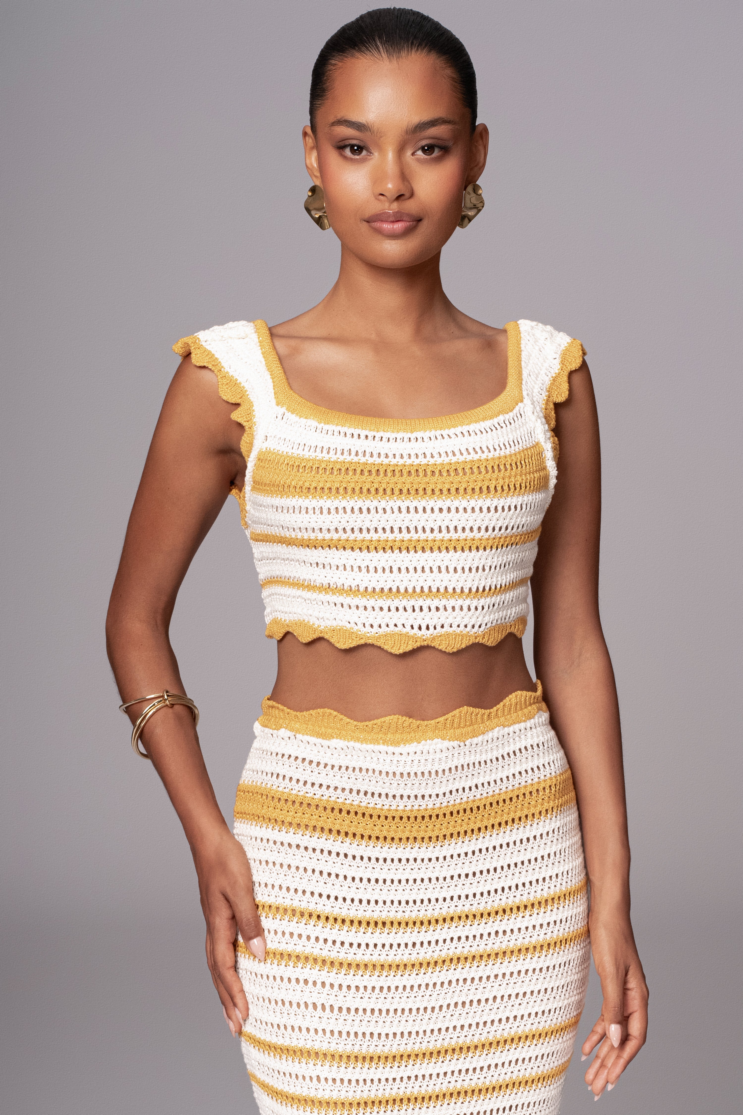Yellow Corazon Ruffle Skirt Set - JLUXLABEL