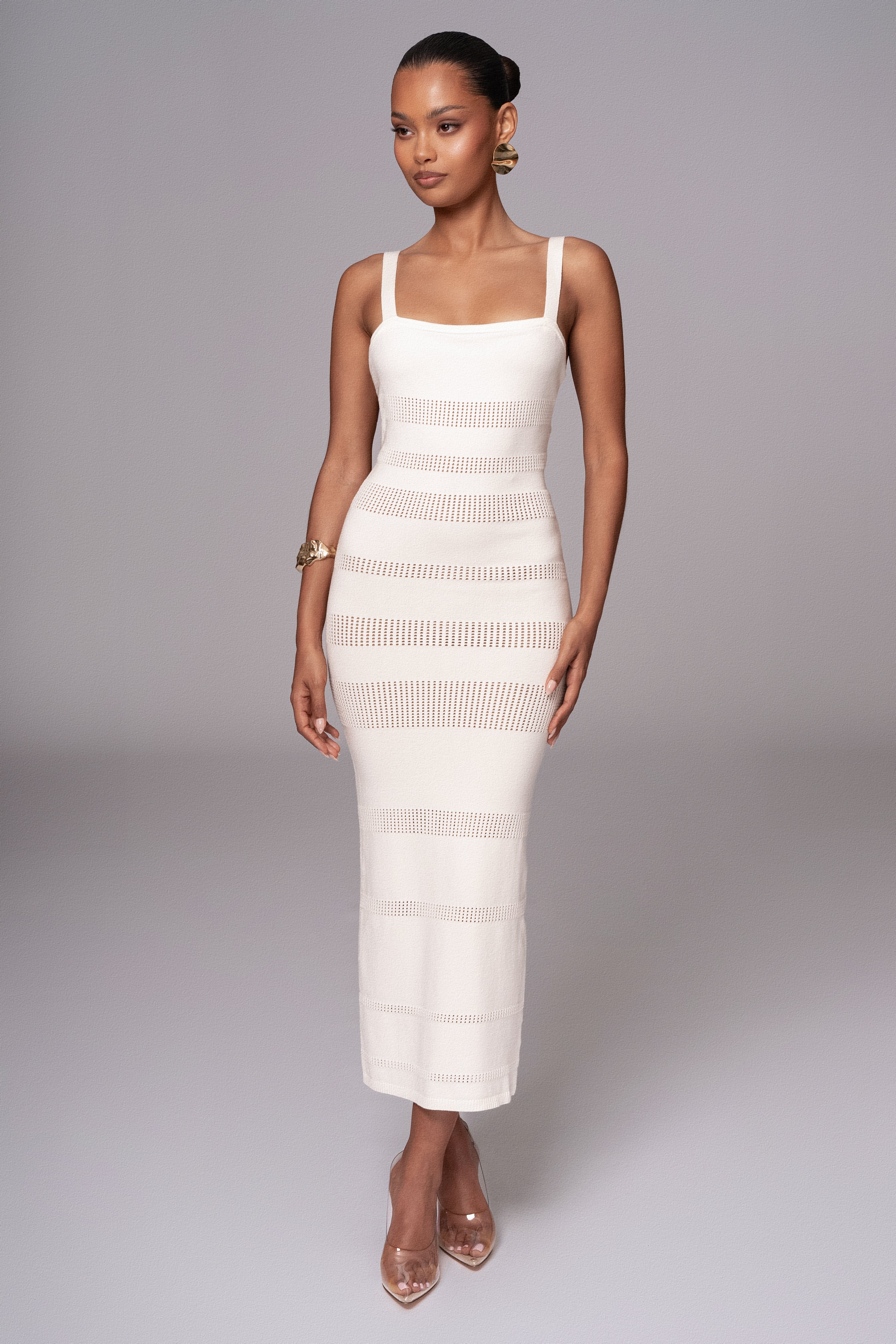 Ivory Sandy Shores Knit Midi Dress - JLUXLABEL