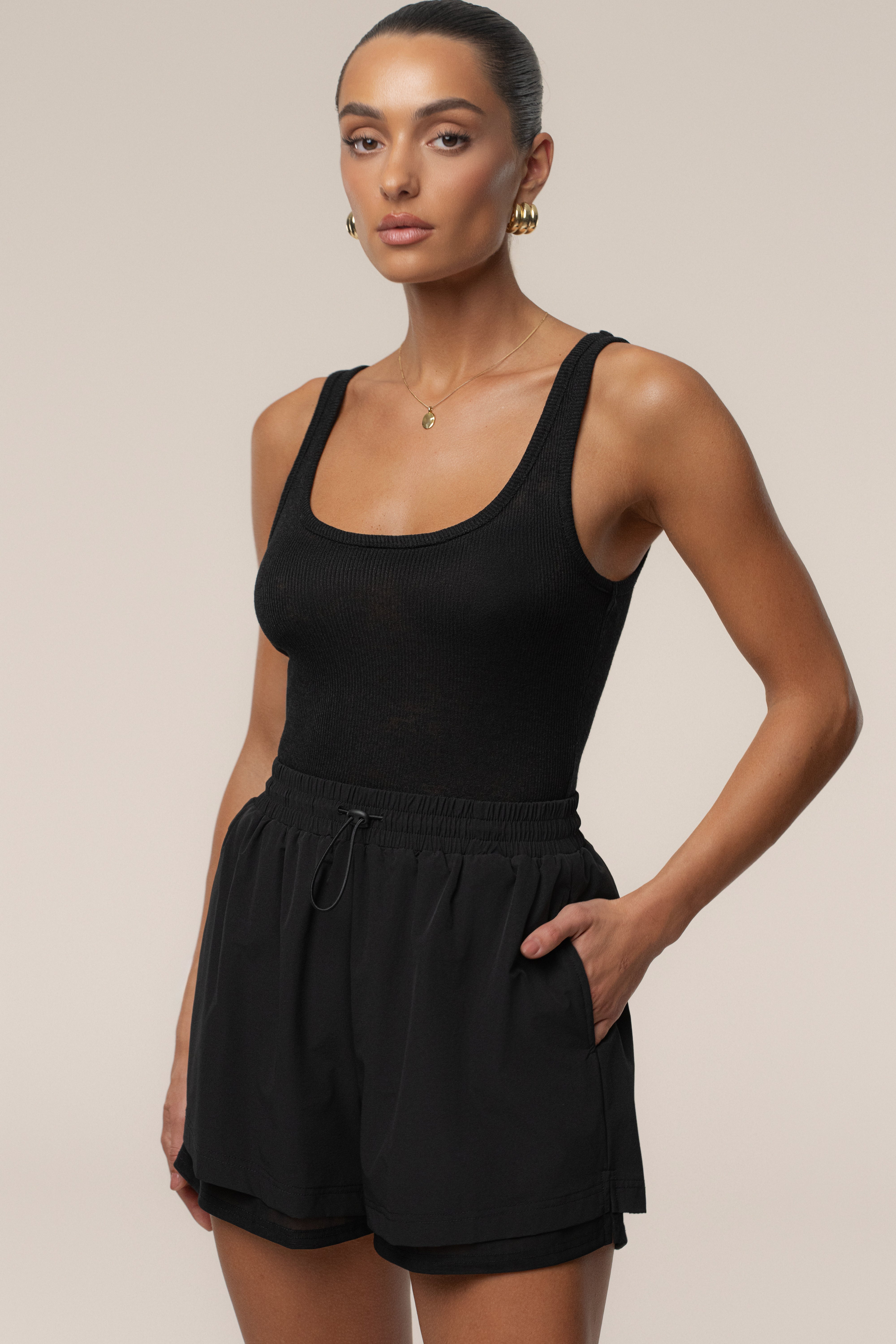 Black The Basis Knit Bodysuit - JLUXLABEL