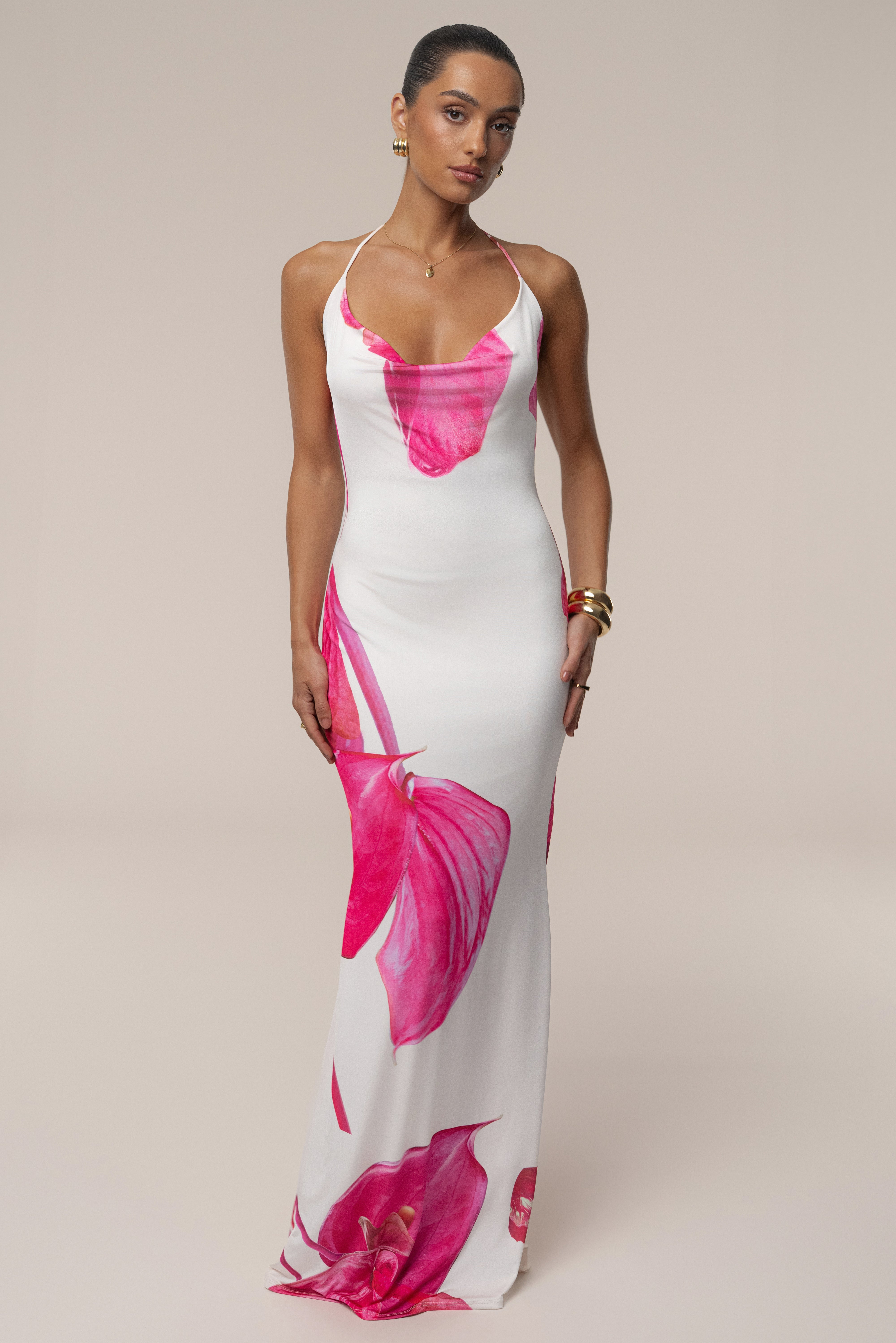 Ivory Midsummer Cowl Neck Dress - JLUXLABEL