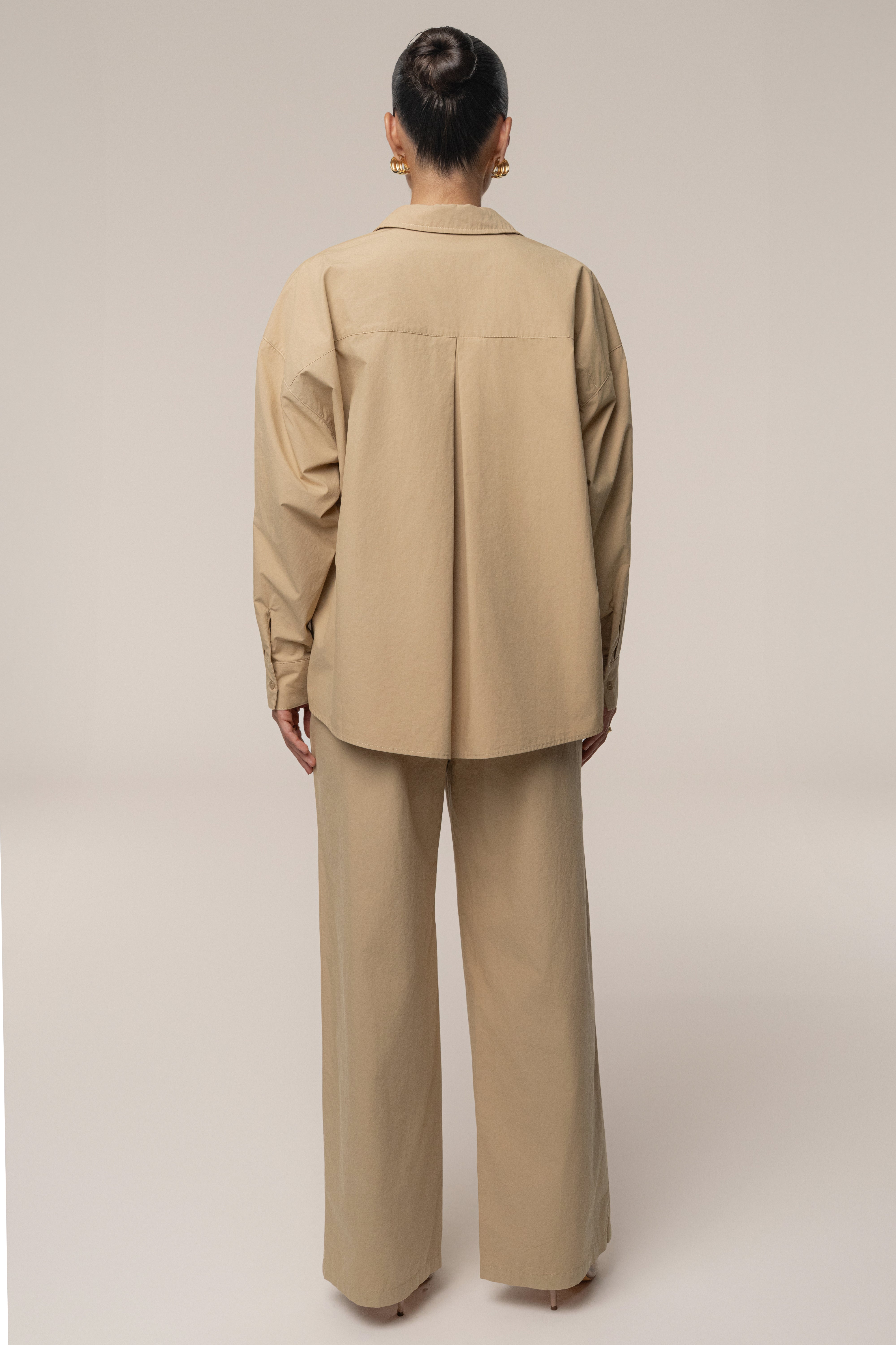 Beige Leon Poplin Shirt - JLUXLABEL