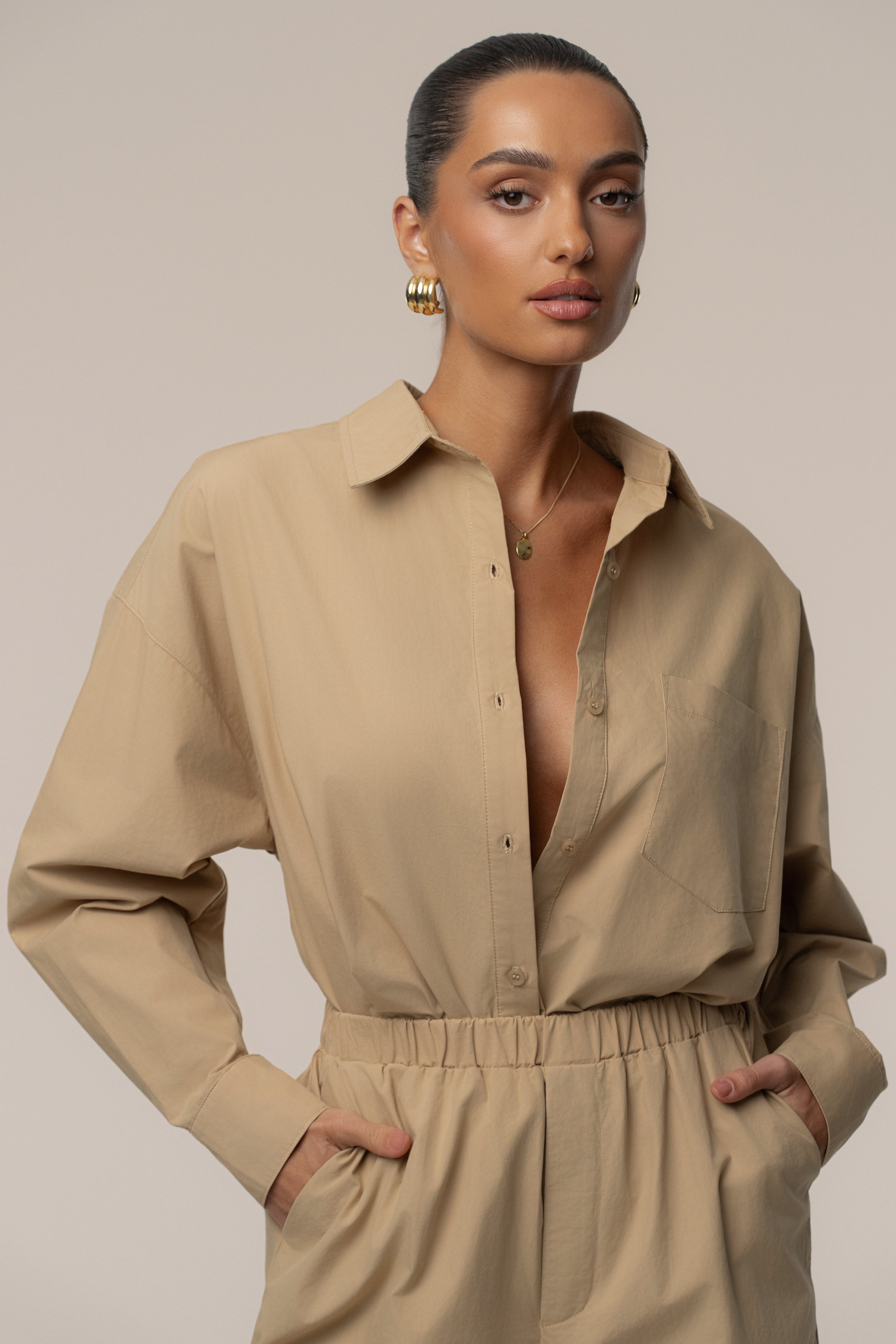 Beige Leon Poplin Pant - JLUXLABEL