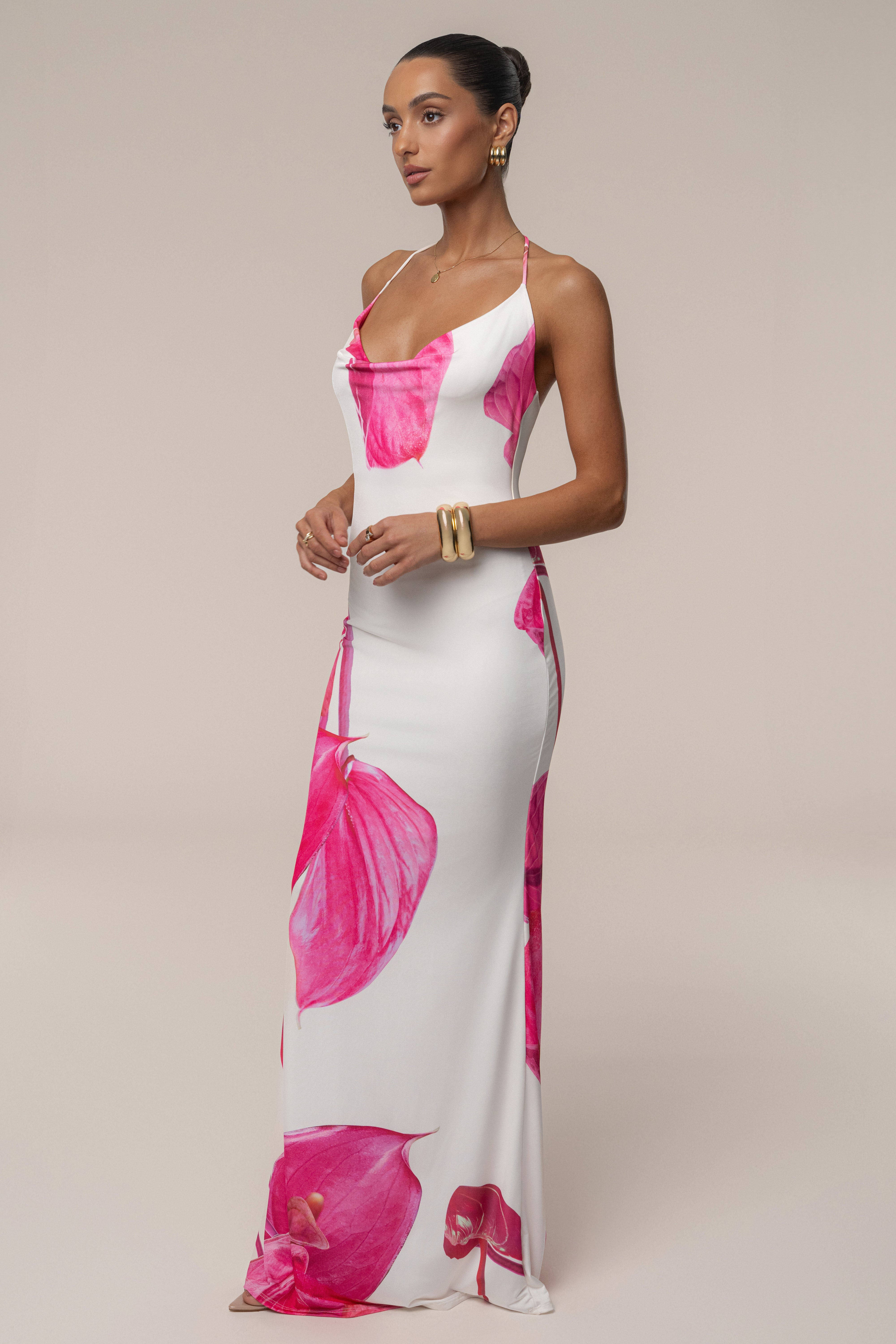 Ivory Midsummer Cowl Neck Dress - JLUXLABEL