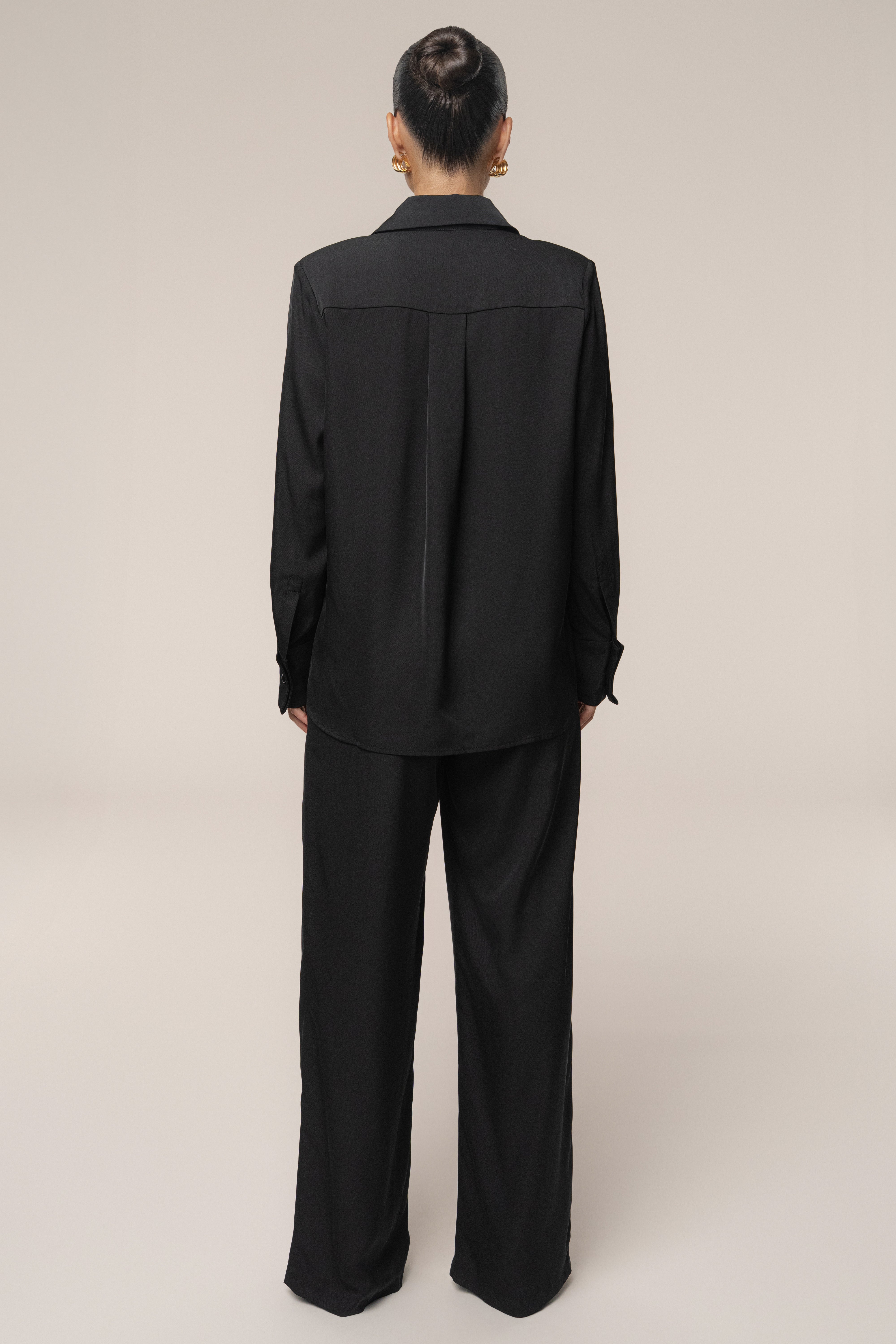 Black Misty Button Up - JLUXLABEL