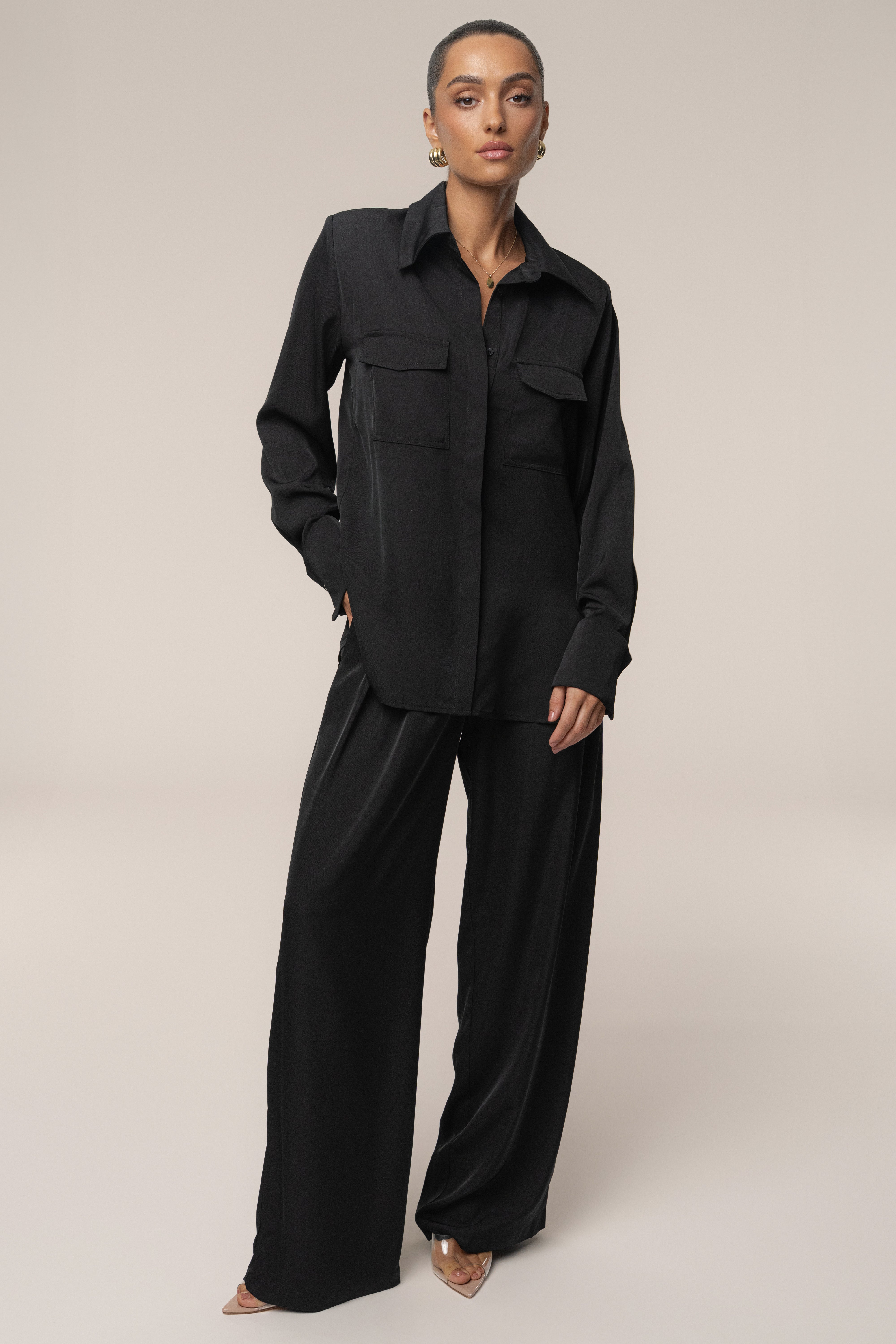 Black Misty Button Up - JLUXLABEL