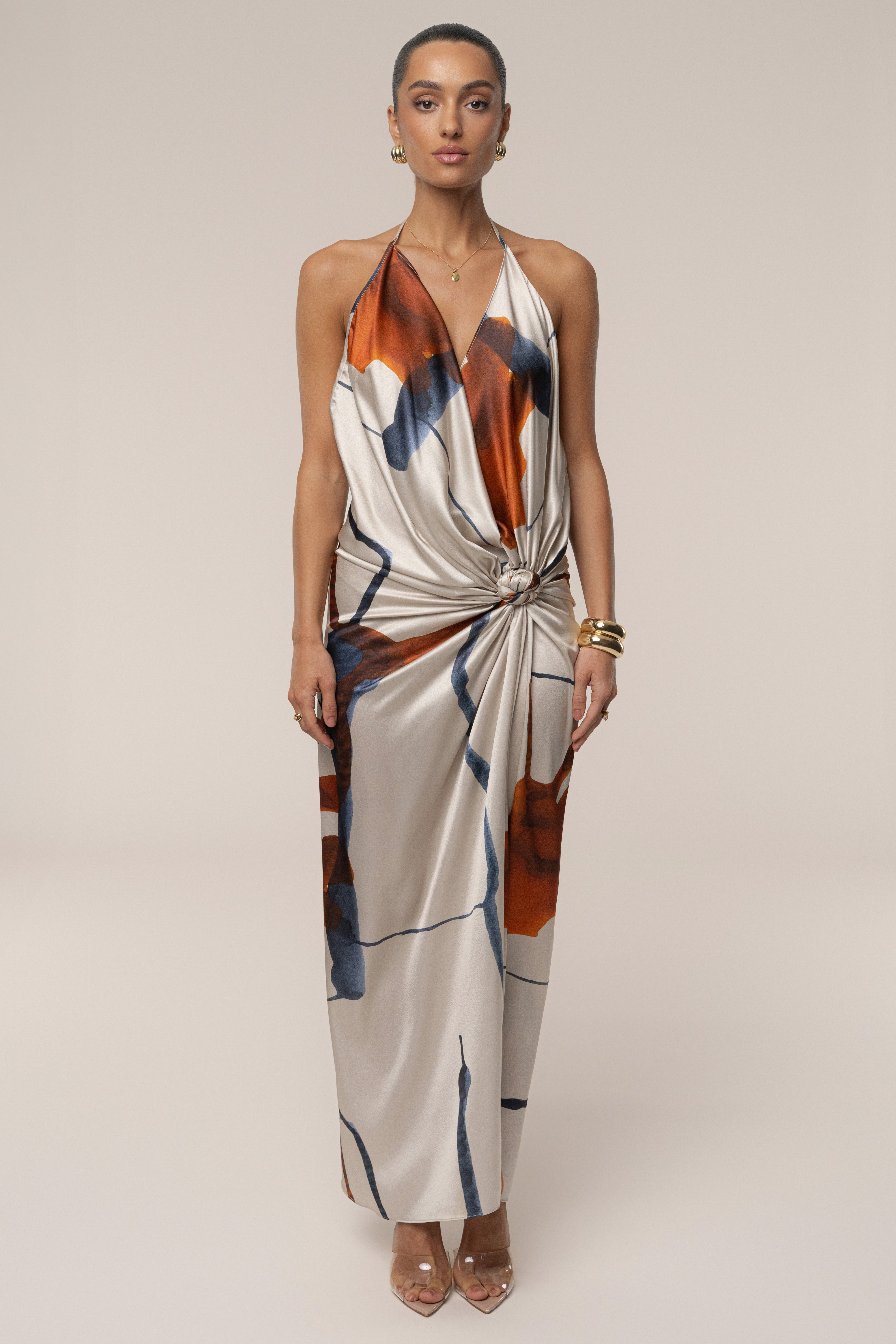 Ivory Malibu Satin Midi Dress - JLUXLABEL