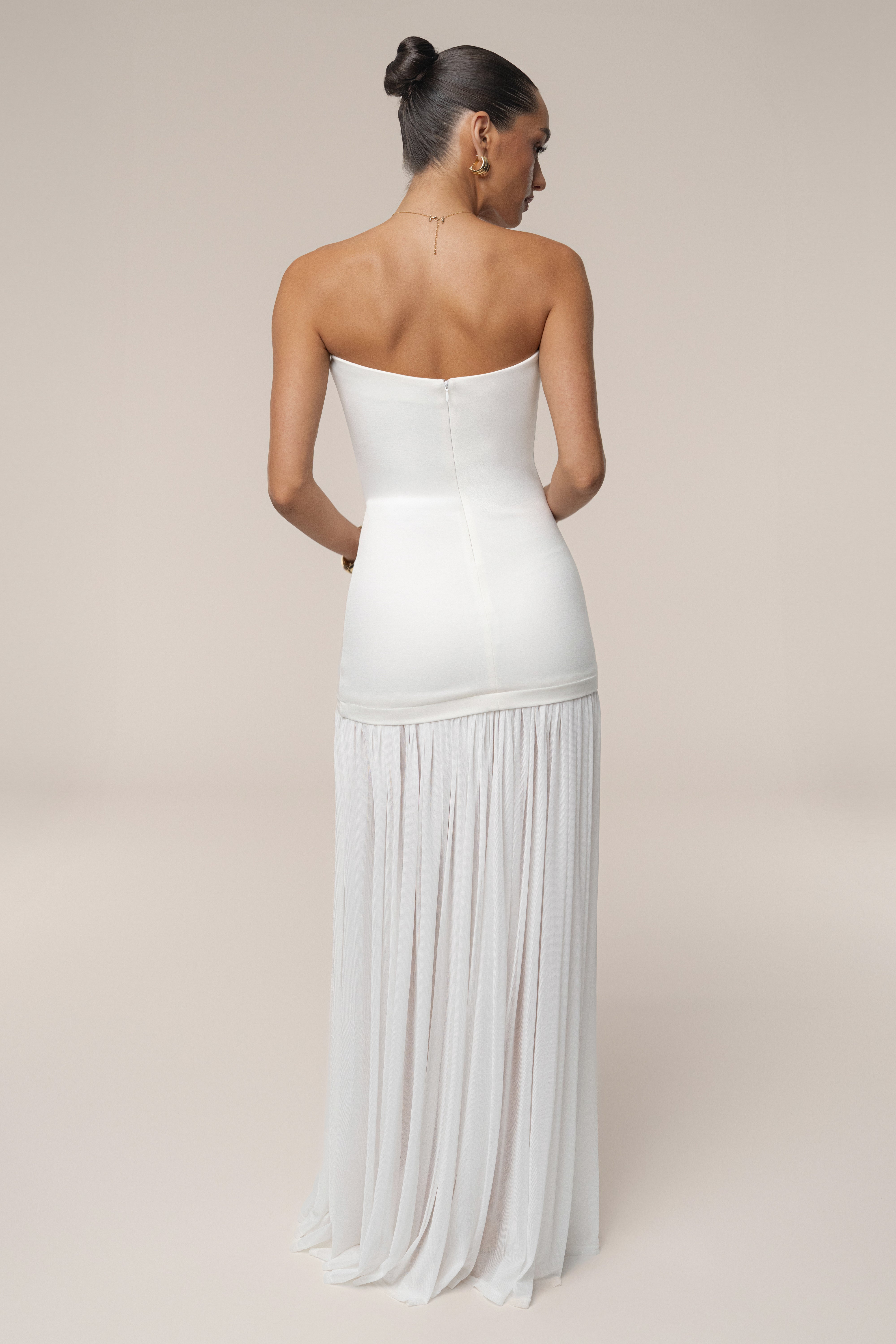 White Cielo Contrast Maxi Dress - JLUXLABEL