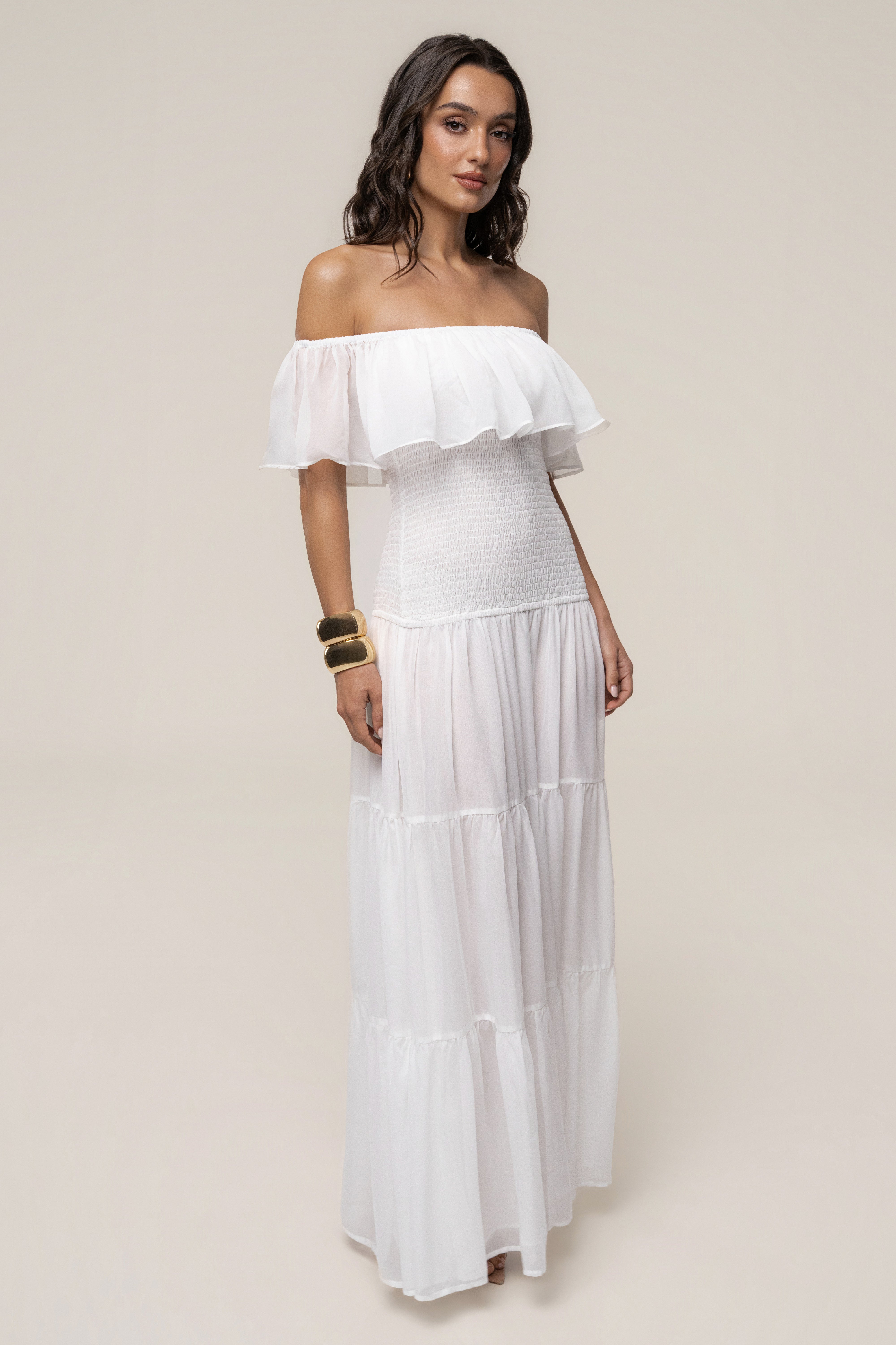 Ivory seaside drift maxi dress by JLUXLABEL, flowing sleeveless dress with a relaxed fit and elegant design.