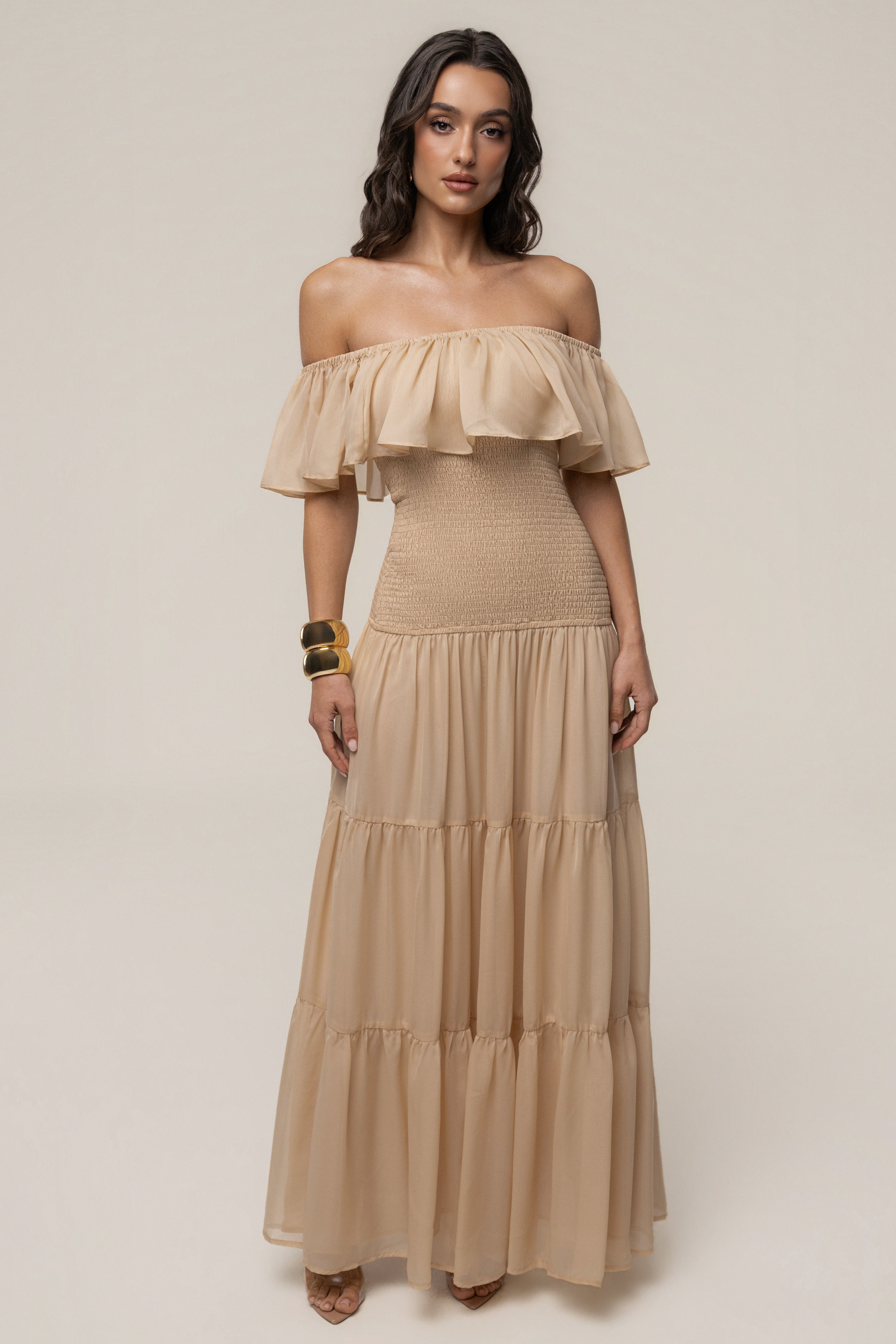 Sand Seaside Drift Maxi Dress by JLUXLABEL, flowy boho dress with adjustable straps and beach-inspired design, perfect for summer outings.