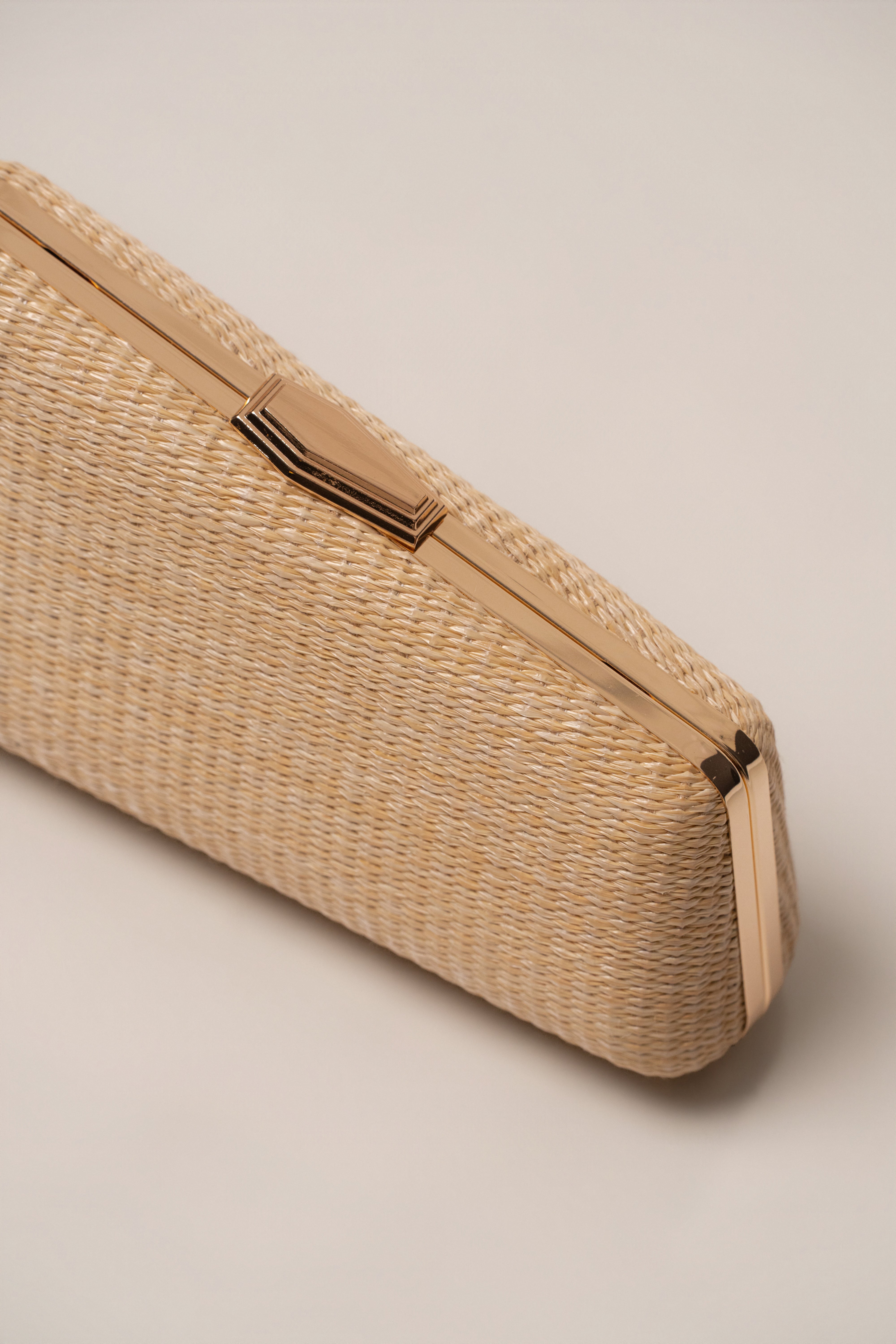 Natural Champagne Nights clutch by JLUXLABEL, showcasing a sleek, elegant accessories bag with a shimmering champagne finish.
