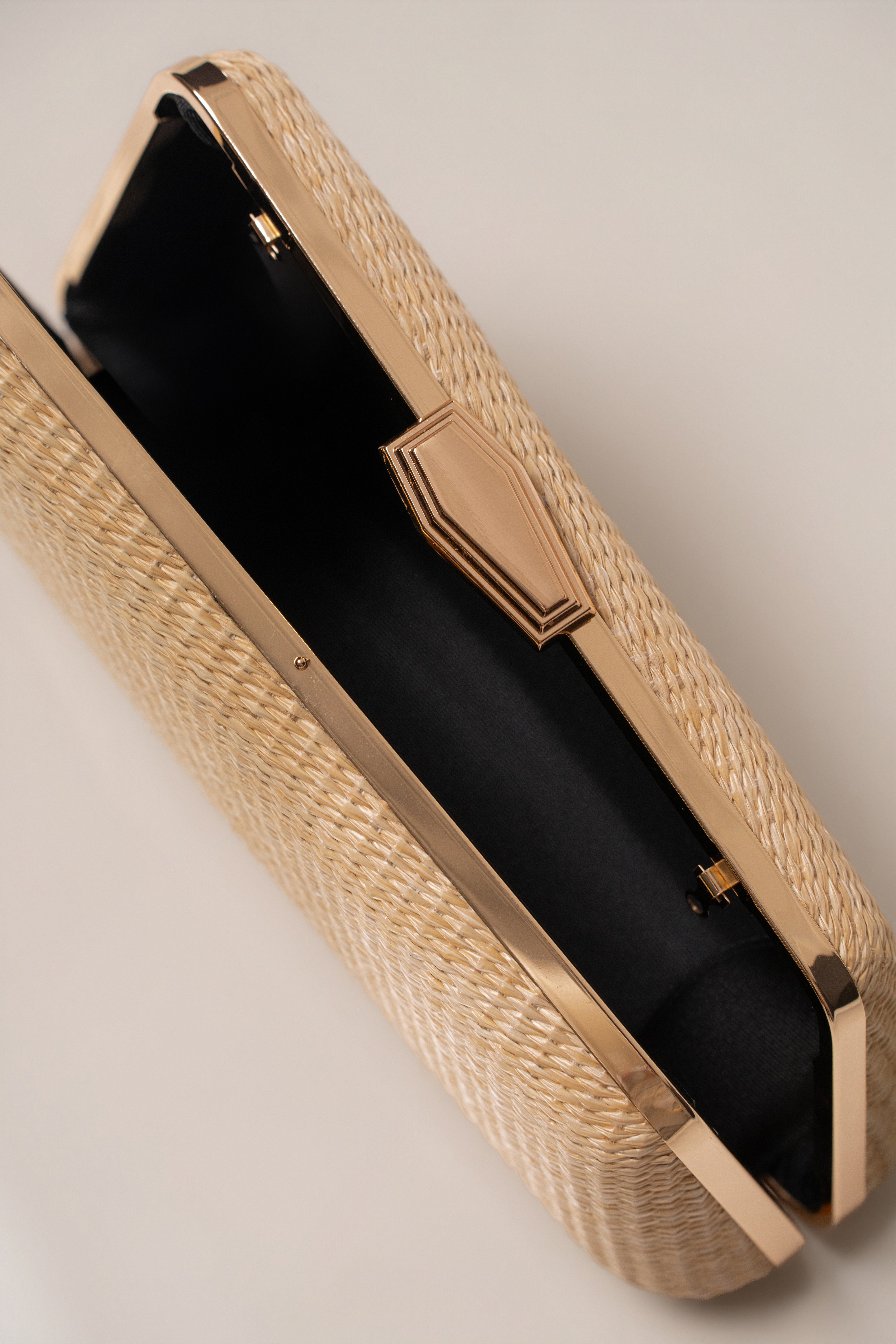 Natural Champagne Nights clutch by JLUXLABEL, elegant accessories with a sleek design perfect for evening wear.