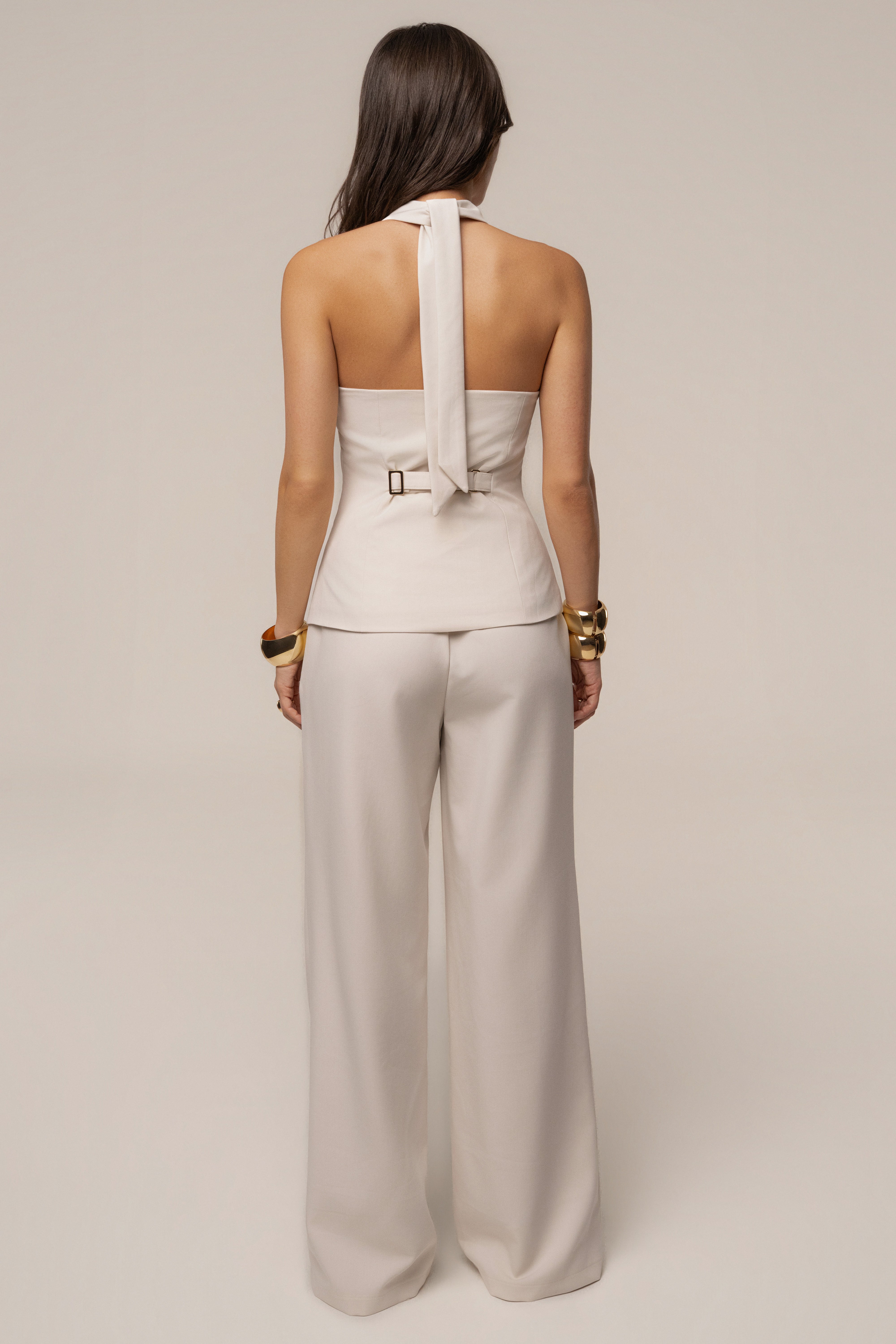 Ivory Fernanda halter top by JLUXLABEL, featuring a stylish design with soft fabric, suitable for casual and summer wear.