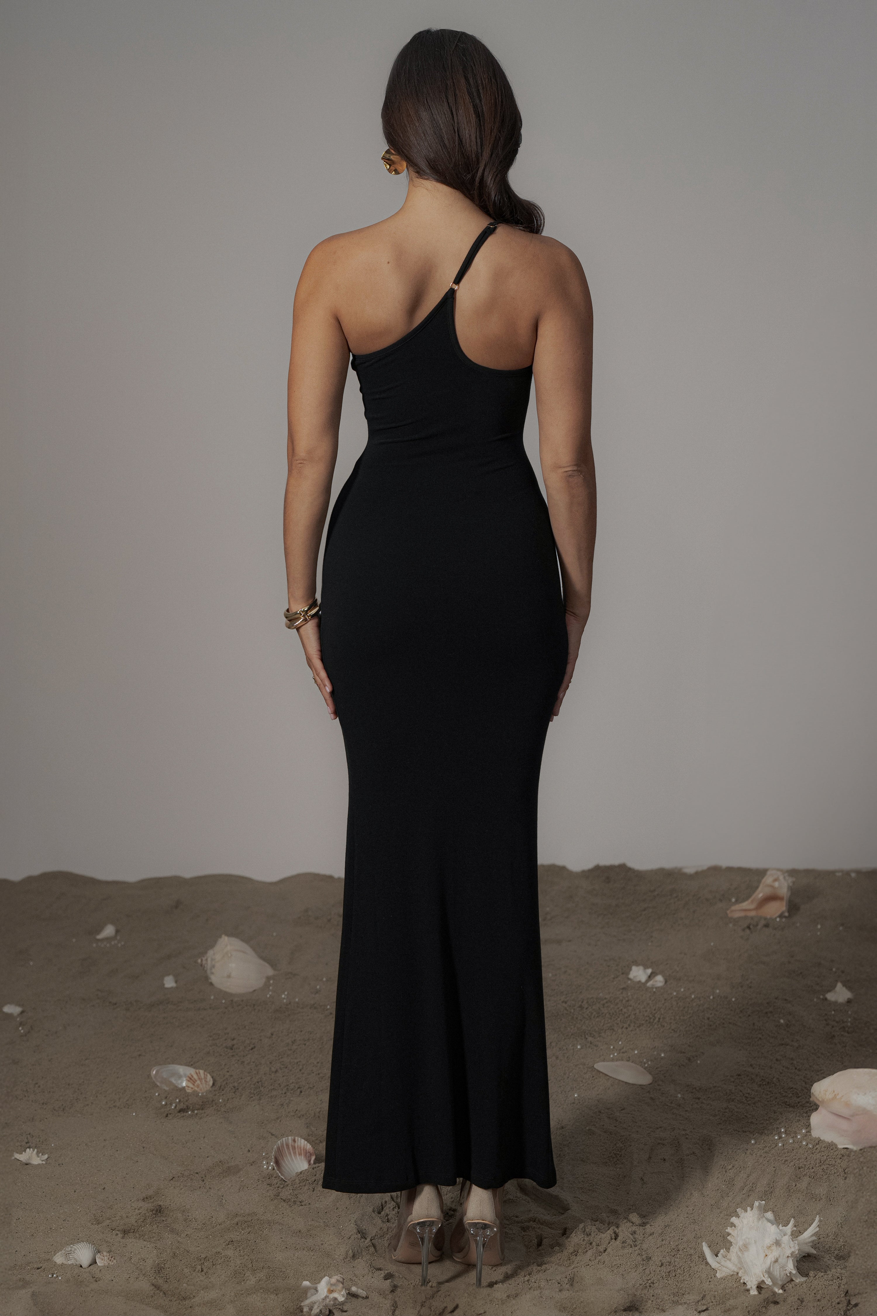 Black Wanderlust One Shoulder Dress - JLUXLABEL