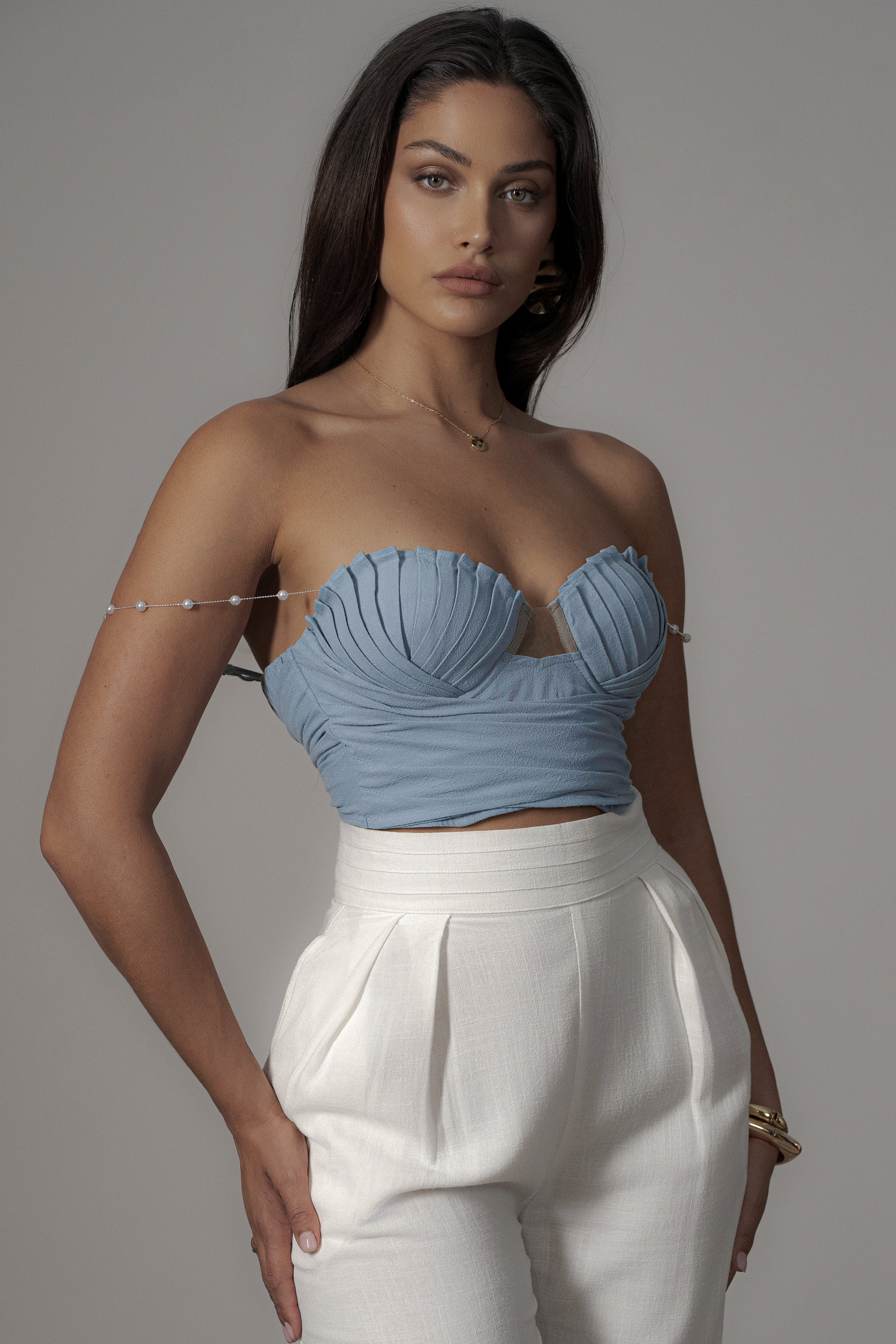 Blue Arielle Bustier Top - JLUXLABEL