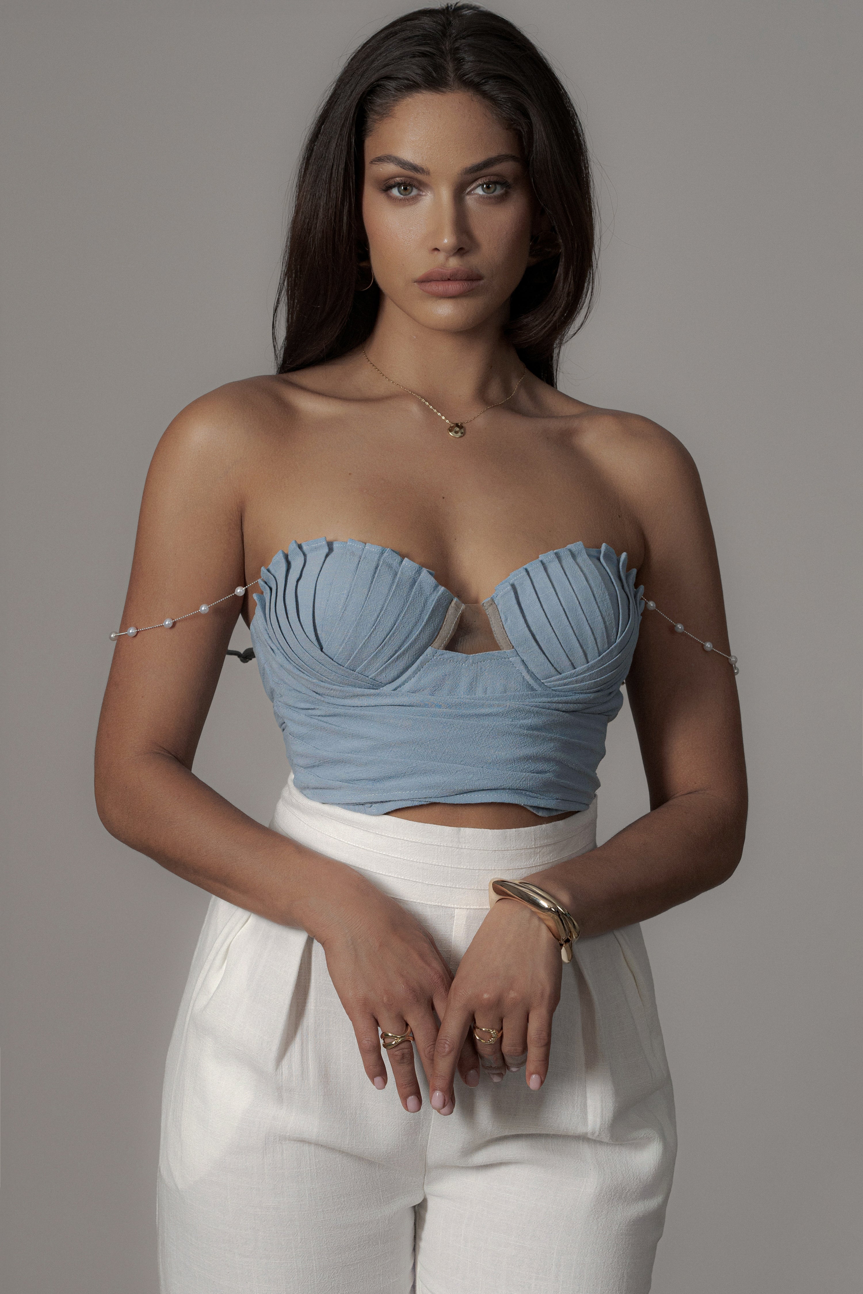 Blue Arielle Bustier Top - JLUXLABEL