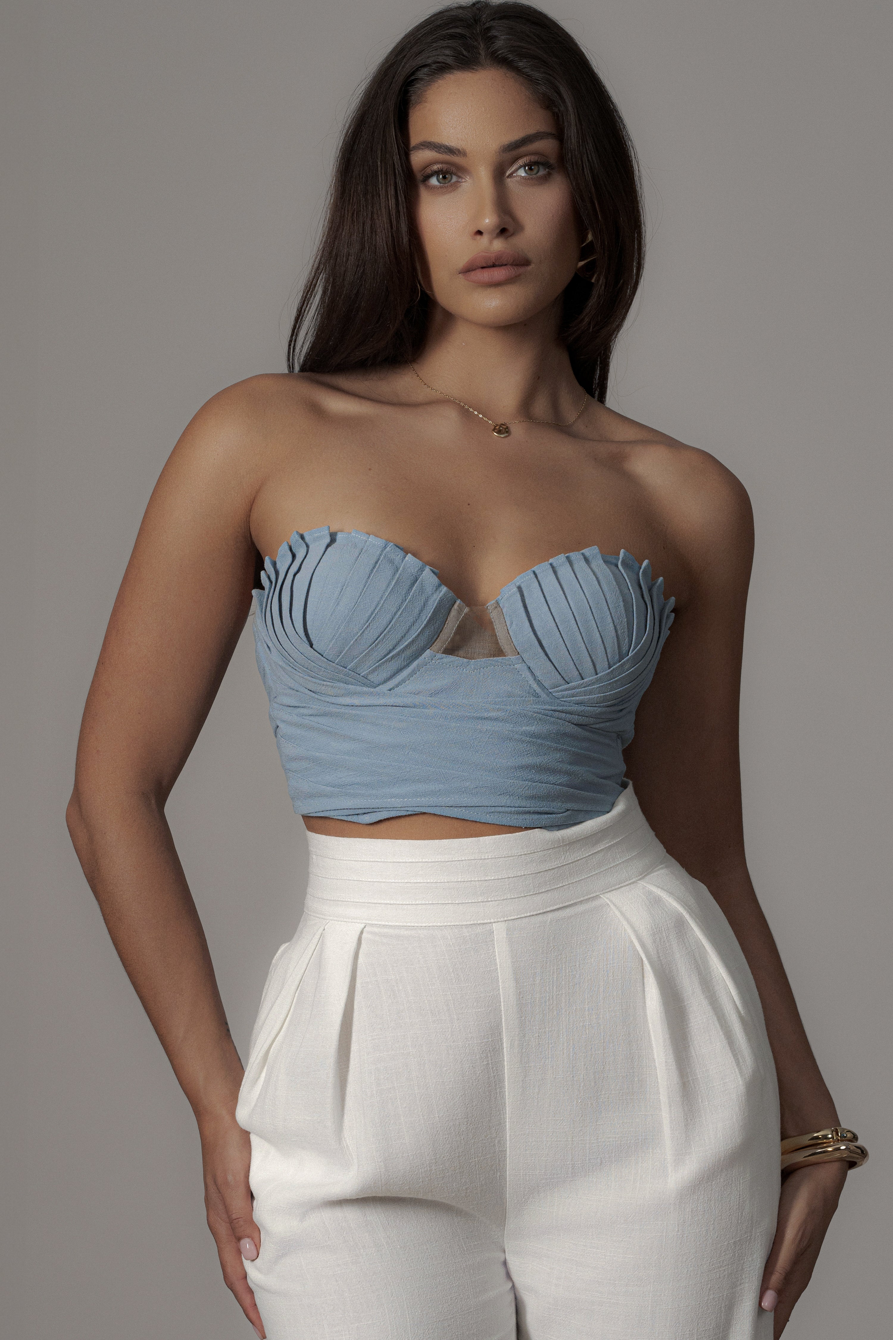 Blue Arielle Bustier Top - JLUXLABEL