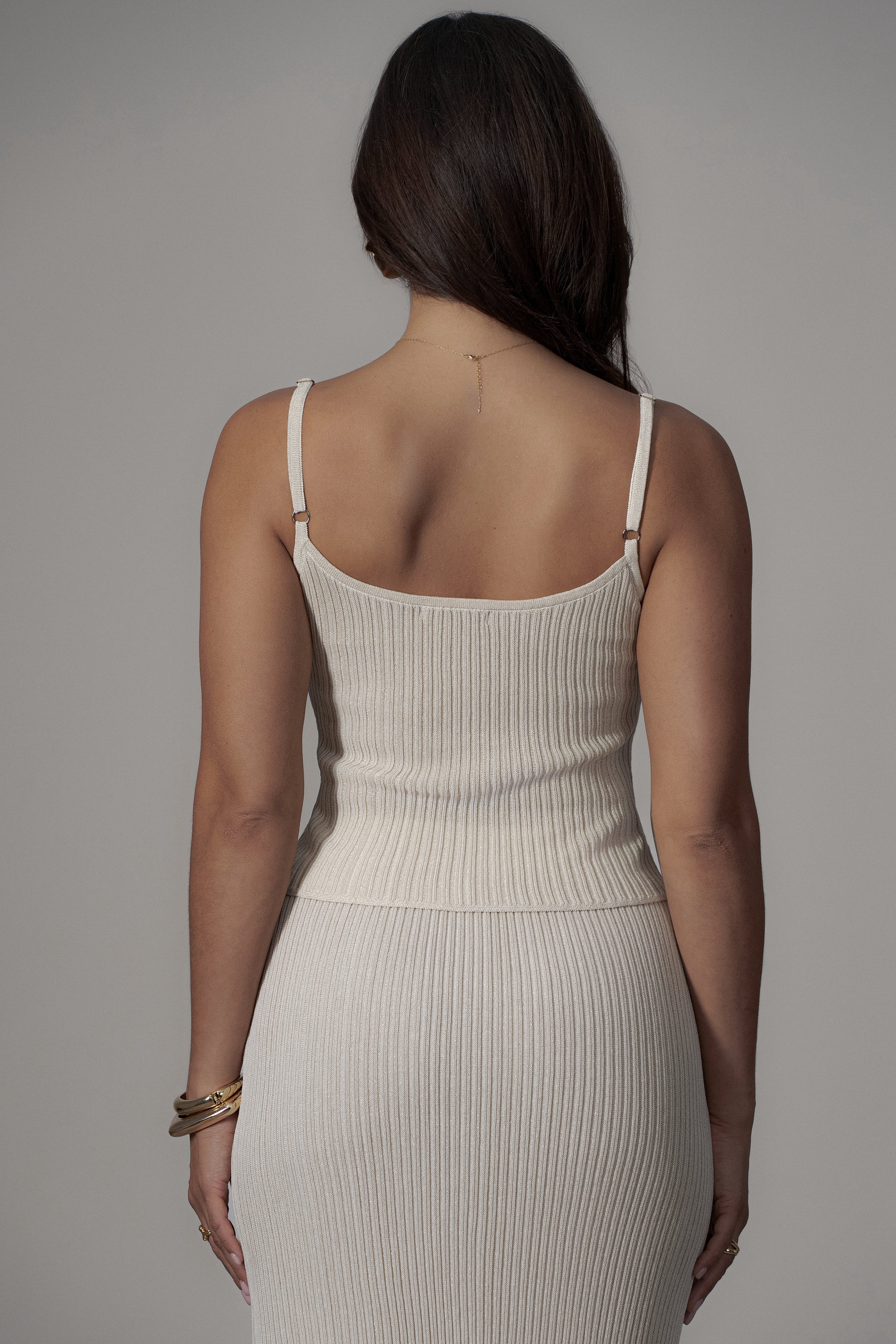 Champagne Serena Ribbed Skirt Set - JLUXLABEL